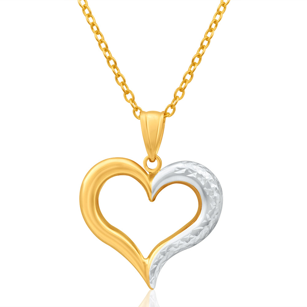 9ct Yellow Gold & White Gold Elegant Pendant Necklace for Women - Perfect for Gifts, Anniversaries & Special Occasions