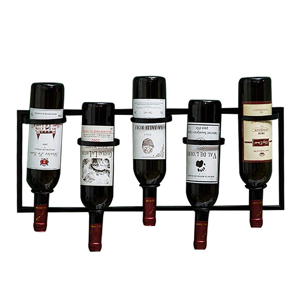 Modern Wall Mounted Metal Wine Rack - Holds 5 Bottles - Wrought Iron Wine Bottle Holder - Space Saving Home Bar Decor - Perfect for Kitchen, Dining Room or Wine Cellar Organization