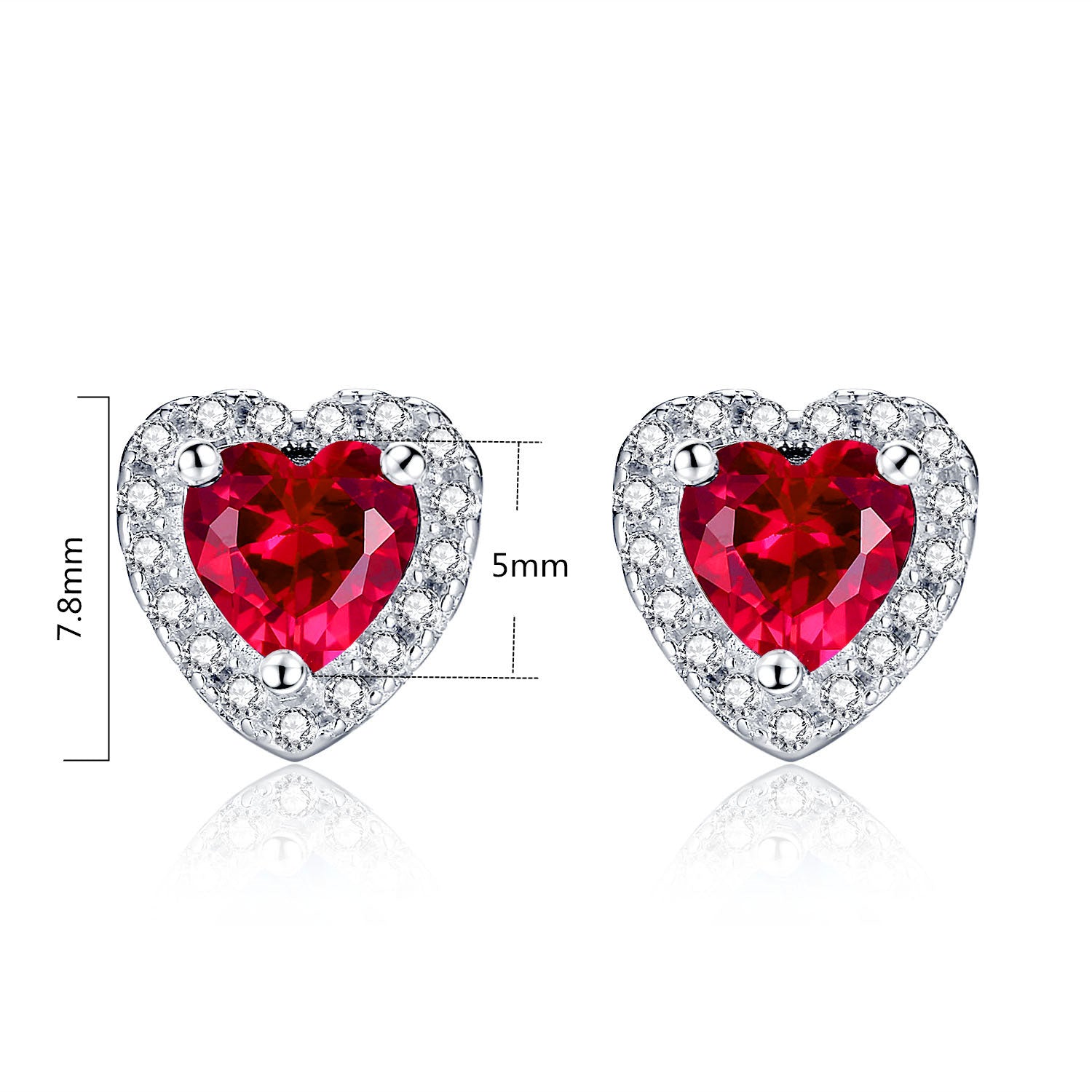 MABELLA Sterling Silver Heart Cut Simulated Ruby Pendant & Earrings Jewelry Set for Women - Valentine's Day Gift, Anniversary Present, Birthday Jewelry - Perfect for Date Night, Wedding, Party & Special Occasions