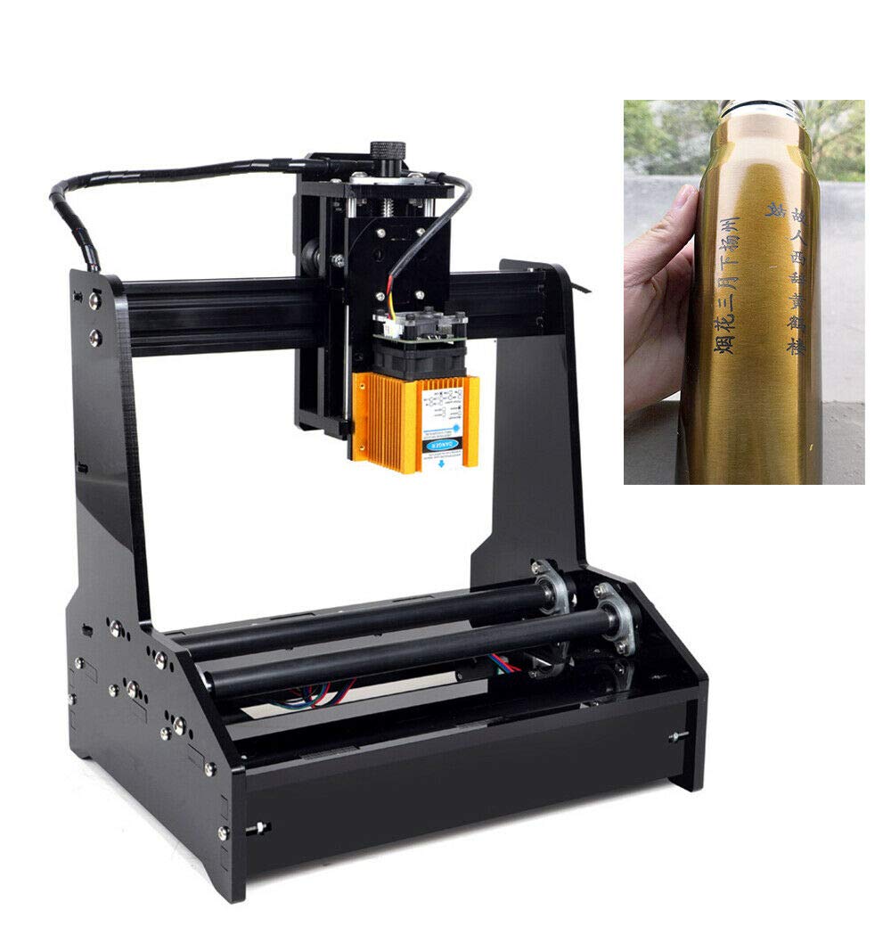 15W Portable Desktop Cylindrical Engraver - 110V 60Hz Small Carving Machine Router Kit with GRBL Offline Control (40x45x36cm) for Wood, Metal & Acrylic Engraving - Perfect for DIY Crafts, Jewelry Making & Home Decor Projects