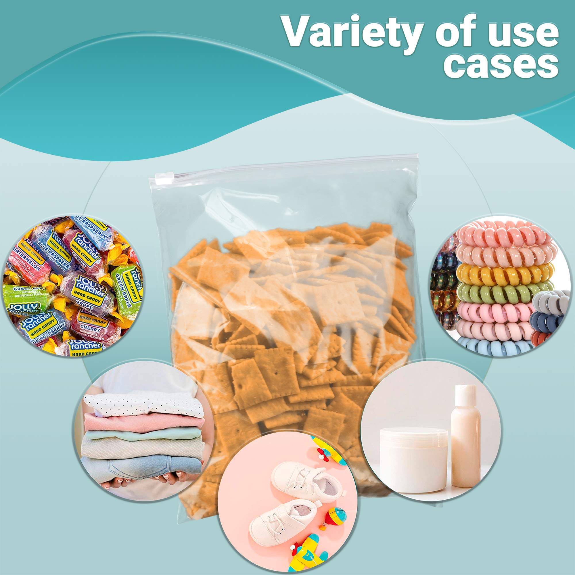 250 Pack 12x15 Inch Clear Polyethylene Slide Seal Top Bags - 2.75 Mil Thick for Food Storage, Industrial Packing & Healthcare Supplies | Durable Plastic Bags for Retail, Shipping & Organization