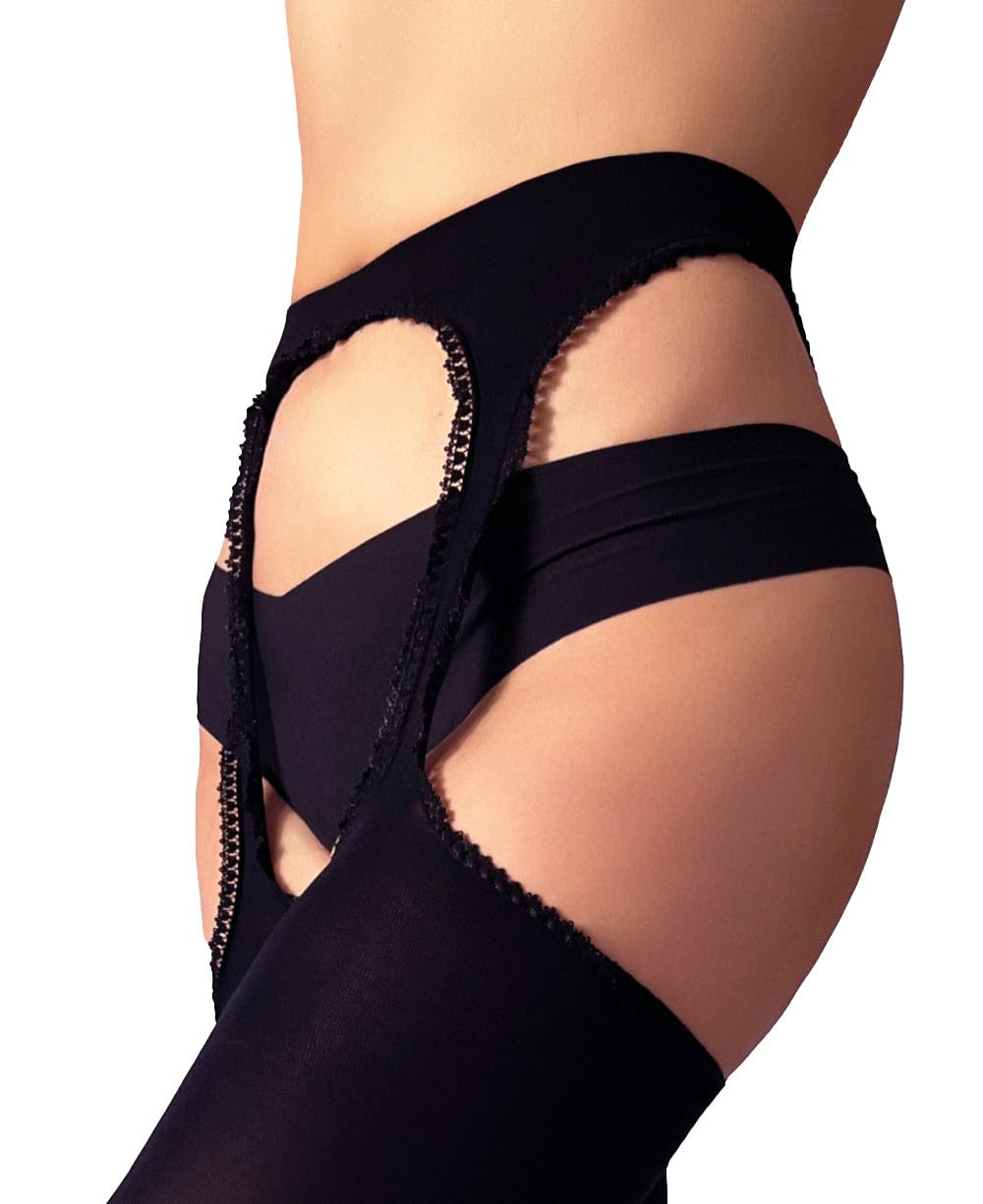Mila Marutti Women's Sheer Suspender Stockings - Sexy Garter Pantyhose & Thigh High Tights Lingerie Set for Date Night, Bridal, and Boudoir Photography