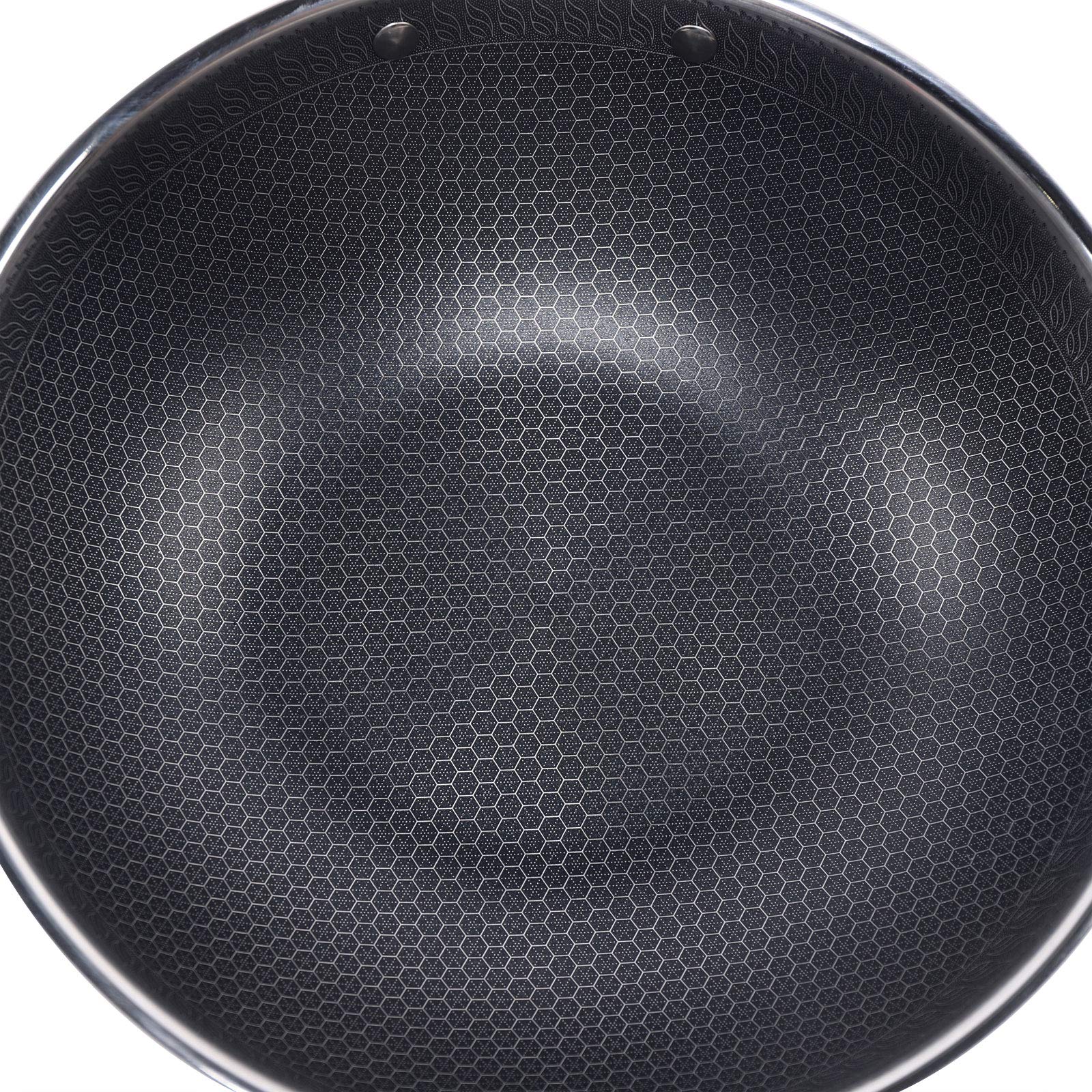 LOYALHEARTDY 34CM Stainless Steel Non Stick Frying Pan with Lid - Induction Compatible Wok for Gas, Ceramic & Electric Stoves - Perfect for Stir Fry, Sautéing & Asian Cooking