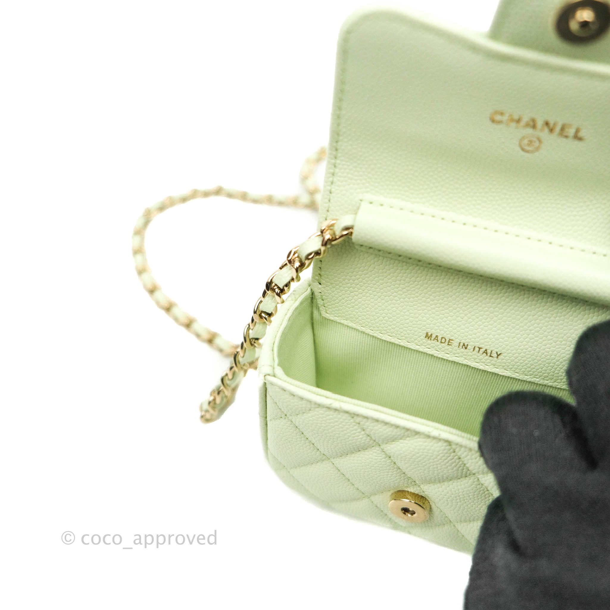 Chanel Classic Flap Bag with Chain - Mint Green & Gold Hardware | Luxury Crossbody Clutch for Women, Perfect for Evening Parties & Special Occasions