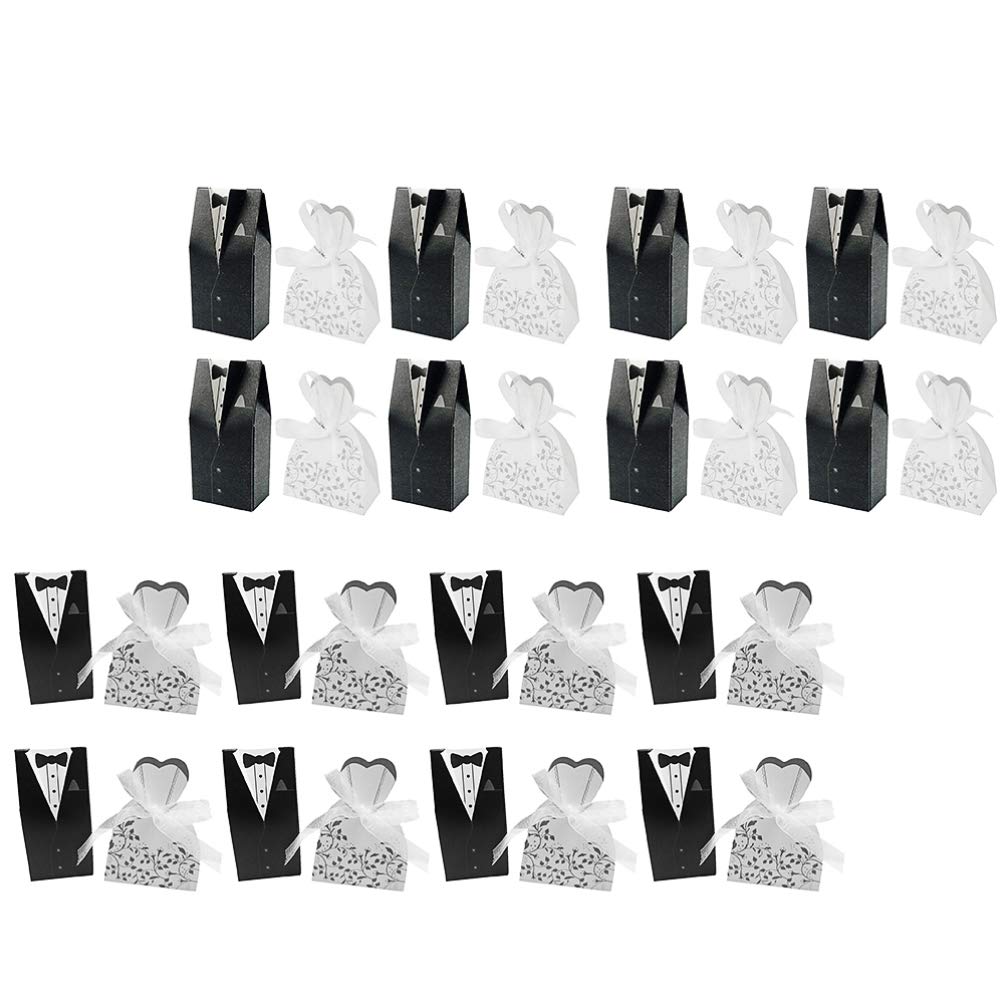 40pcs Colorful Wedding Candy Boxes - Bride & Groom Favor Boxes, Elegant Bridal Gift Boxes for Wedding Party Decorations | Perfect for Wedding Favors, Bridal Showers, and Reception Table Decor