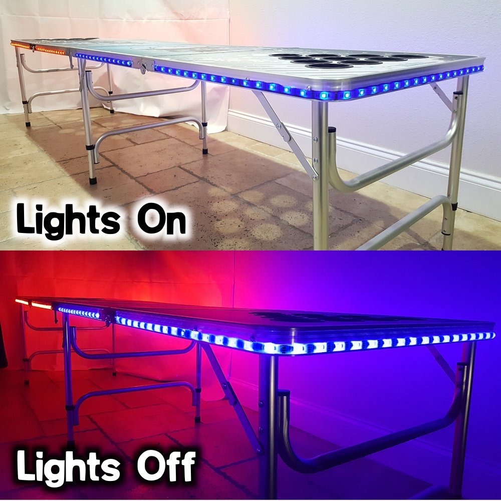 Professional 8-Foot LED Glow Light Beer Pong Table - Top Pong Edition for Parties, Tailgates & College Events | Durable Portable Drinking Game Table with Cup Holders