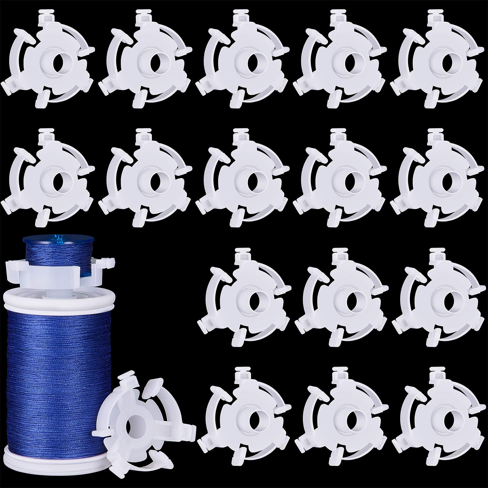 25PCS Clear Bobbin Holders for Thread Spools - Sewing Machine Bobbin Clips & Organizers - Perfect for Quilting, Embroidery & DIY Sewing Projects