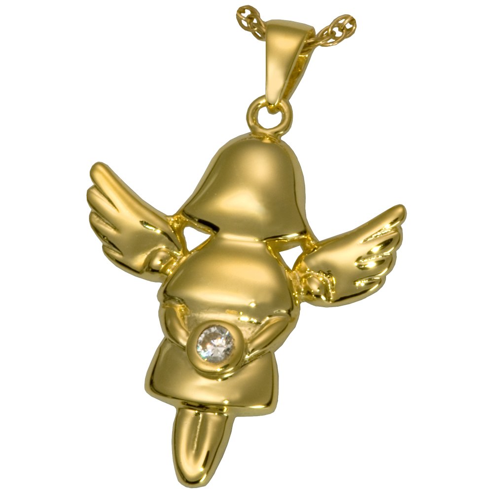 Gold Plated Cremation Memorial Jewelry - Littlest Angel Girl Pendant for Ashes Keepsake | Sympathy Gift for Loss of Daughter, Baby, Child | Memorial Jewelry for Women, Mothers, Grandmothers
