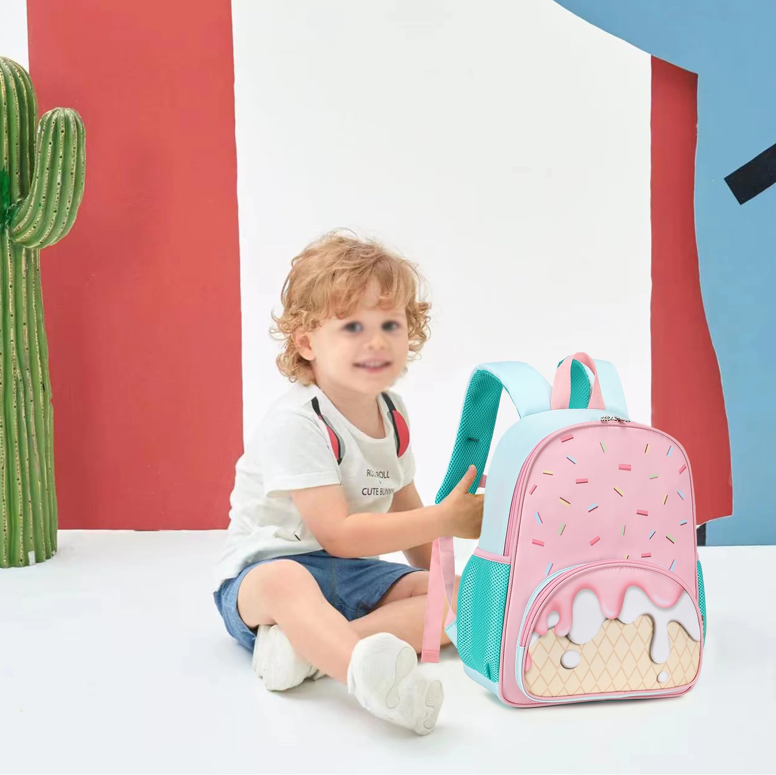 BTOOP Cute Ice Cream Themed Toddler Backpack for Girls - Lightweight Preschool & Kindergarten School Bag with Adjustable Straps - Perfect for Daycare, Travel, and Everyday Use
