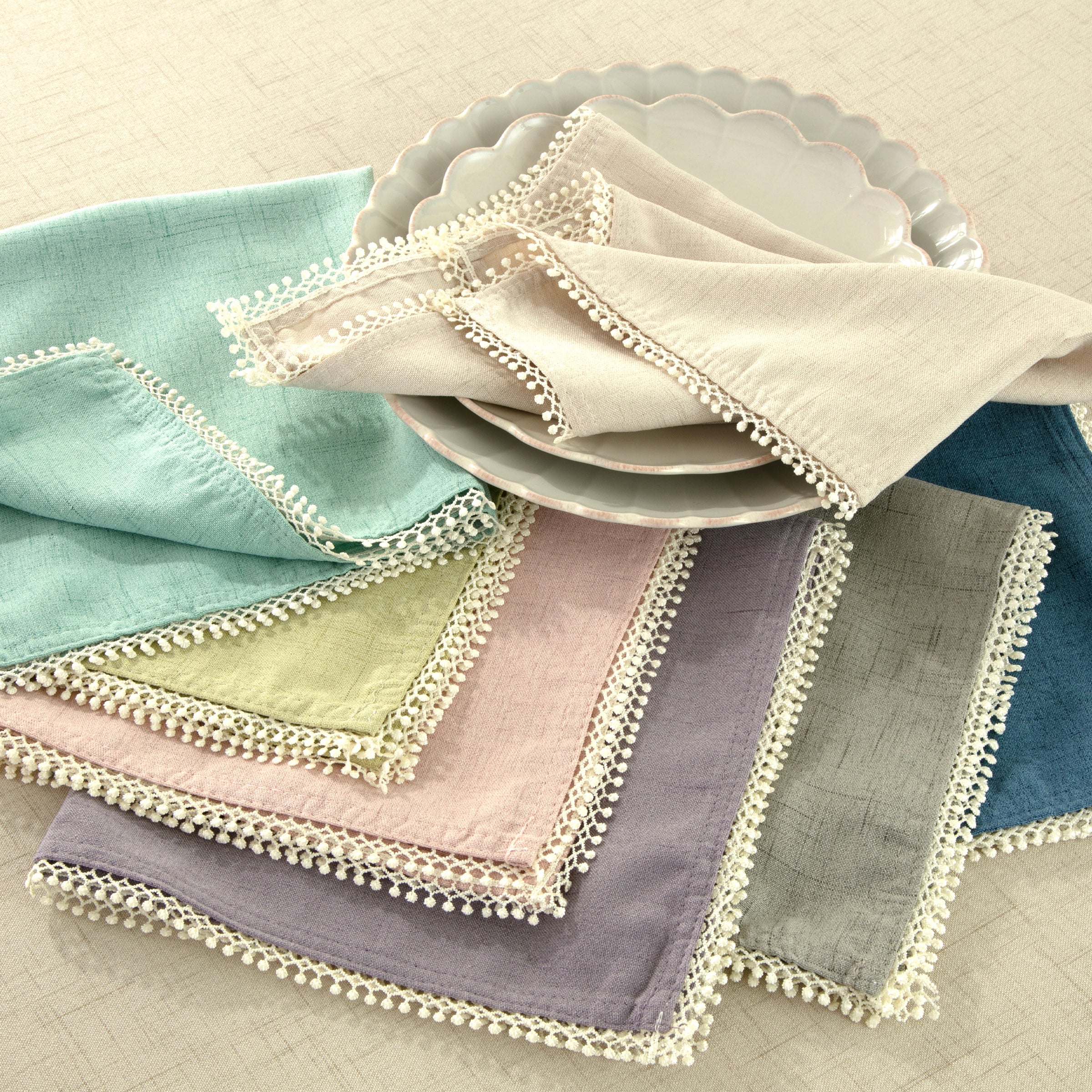 French Perle Blush Dinner Napkins Set of 2 - Elegant Cotton Napkins for Fine Dining, Wedding, and Special Occasions