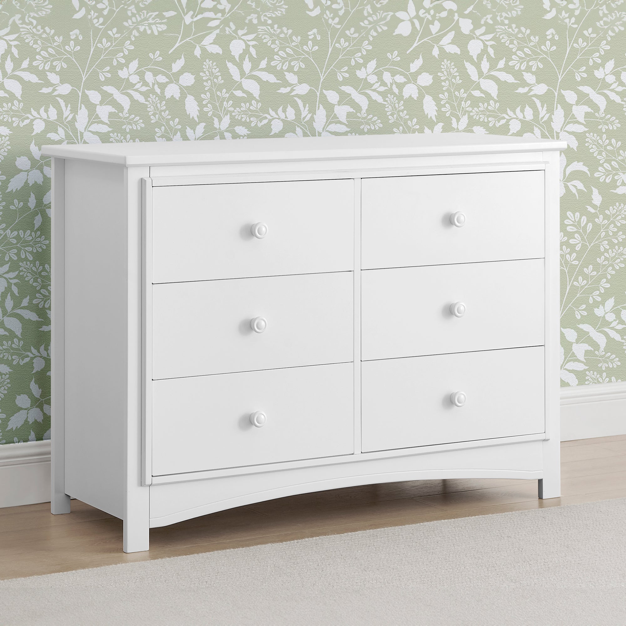 Perry 6 Drawer Dresser with Interlocking Drawers - Sturdy Wooden Bedroom Furniture for Closet Organization & Home Storage