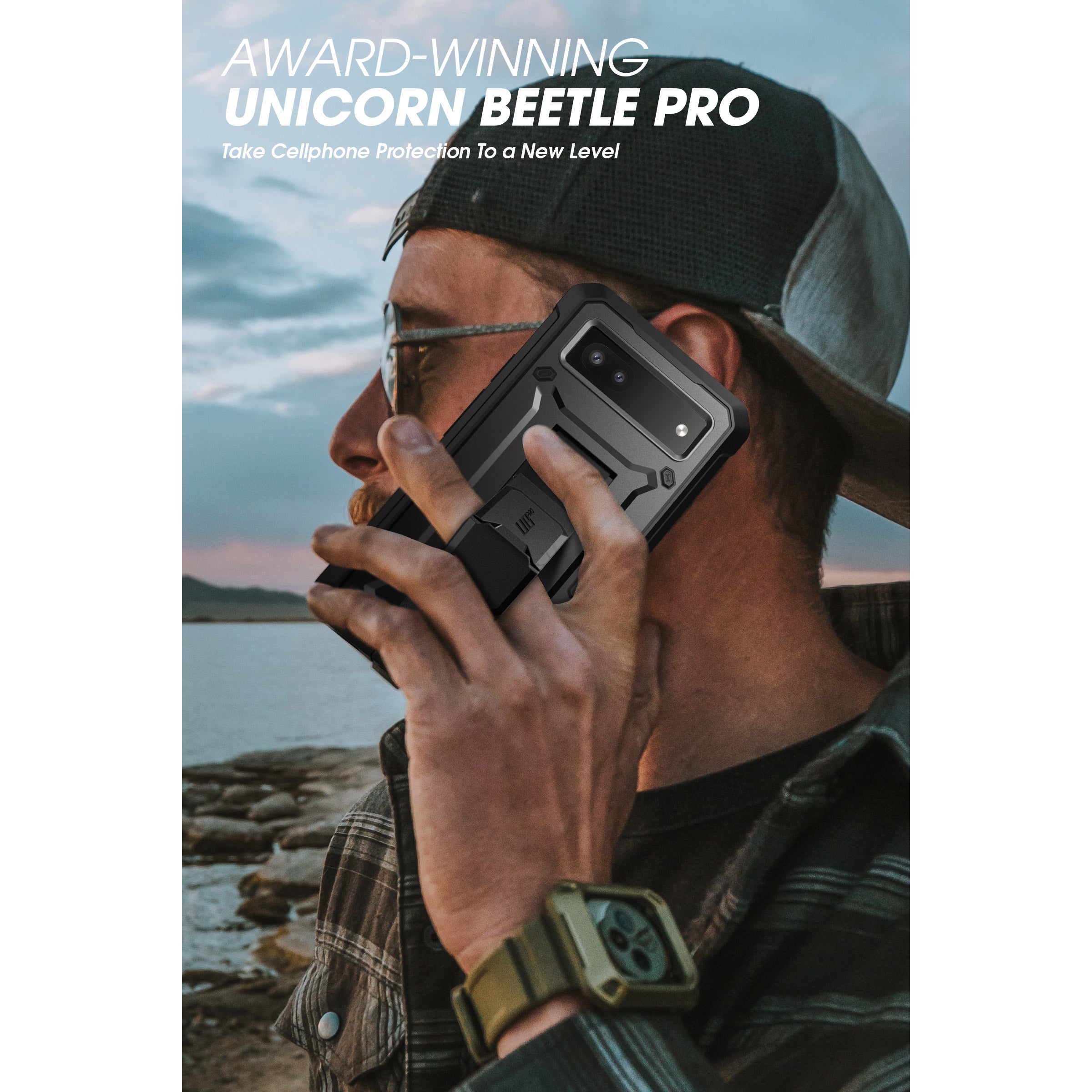 Google Pixel 7a Case - Unicorn Beetle PRO Rugged Holster Protective Cover with Kickstand (Black) - Shockproof, Military-Grade Protection for Outdoor, Work & Daily Use
