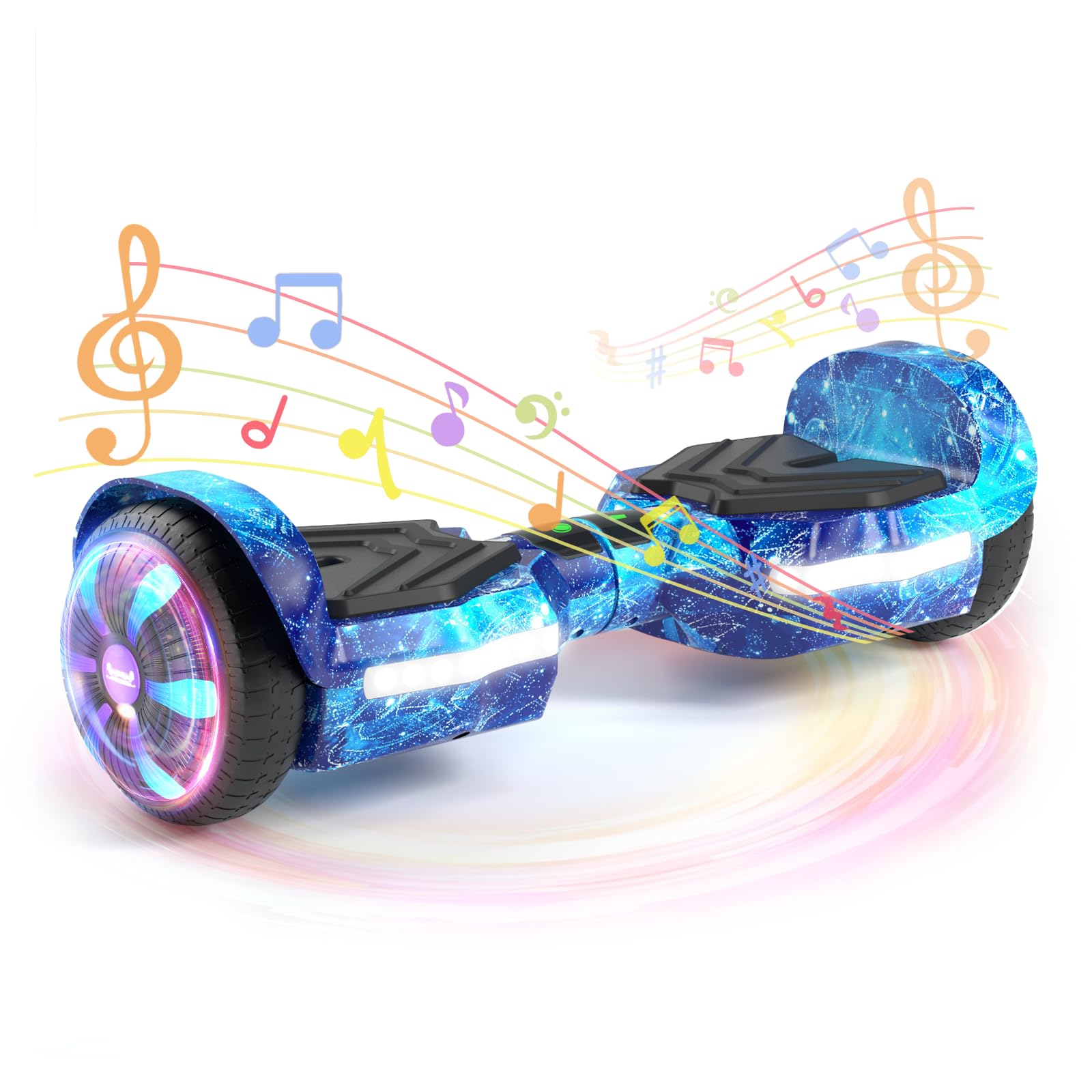Electric Scooter with Bluetooth Speakers & LED Light-Up Wheels - 250W Dual Motor, 8.5mph Max Speed, 8.5 Mile Range, APP Control - Perfect Commuter Scooter for Adults & Fun Gift for Kids (Boys/Girls) - Ideal for Urban Commuting, Campus Travel & Family Outdoor Adventures