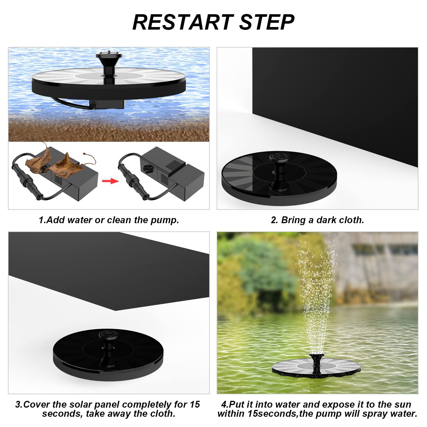 Solar Powered Fountain Pump for Bird Bath - 1.4W Water Pump with 6 Nozzles - Outdoor Solar Fountain for Garden, Pond, Pool & Birdbath - Perfect for Backyard Decor & Wildlife Attraction