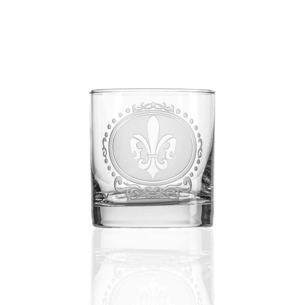 Premium 11oz Royal Fleur De Lis Whiskey Glasses Set of 12 - Elegant Crystal Clear On the Rocks Drinking Glasses for Bourbon, Scotch & Cocktails - Perfect for Home Bar, Parties & Gifts