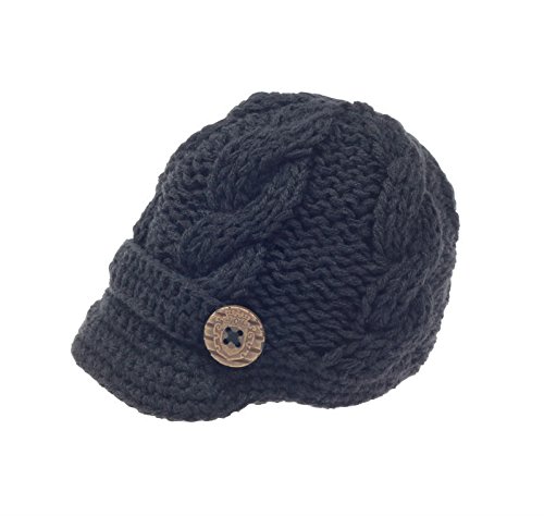 Baby Boys Crochet Knit Newsboy Cap with Brim & Buttons - Vintage Photography Hat for Newborns, Infants & Toddlers - Perfect for Photo Shoots, Parties & Everyday Wear