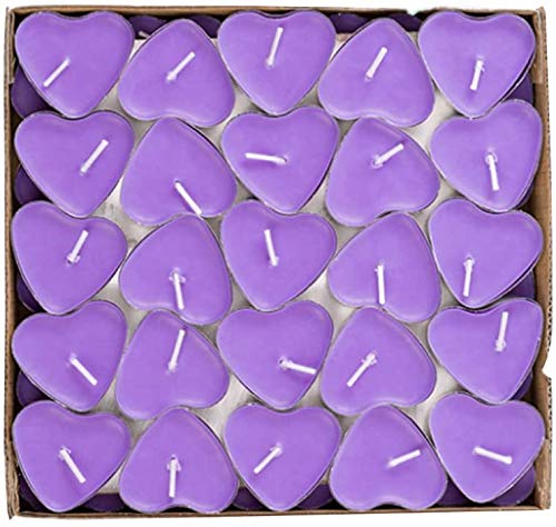 50pcs Heart Shaped Candles - Smokeless Tealights for Birthday, Proposal, Wedding, Party, Valentine's Day & Christmas Decorations - Romantic Ambiance Candle Set (Purple) - Perfect for Table Centerpieces, Romantic Dinners & Special Occasions