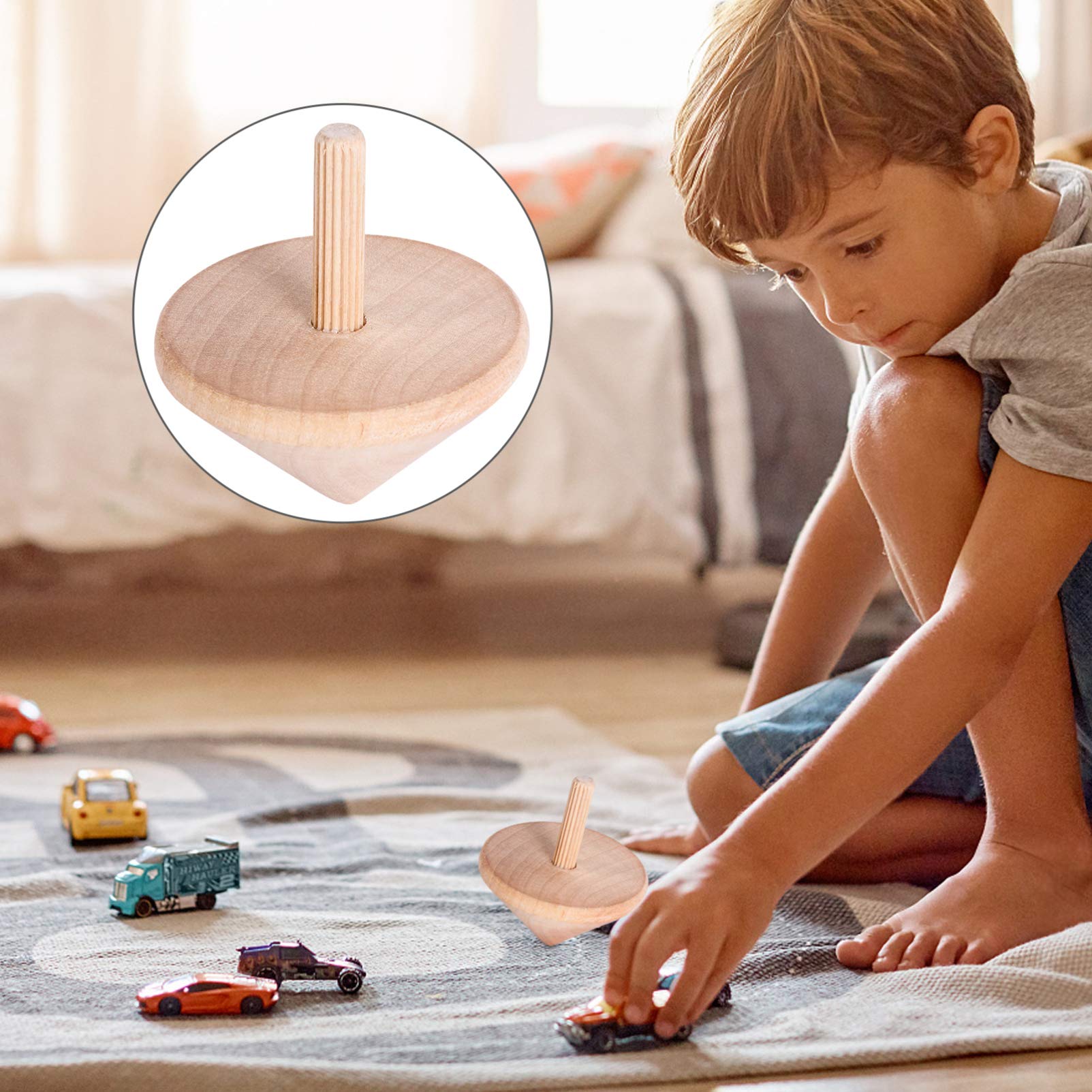 **6pcs Unpainted Wooden Spin Tops DIY Painting Kit - Creative Educational Toys for Kids & Adults - Easter Party Favors, Birthday Gifts, Classroom Activities**