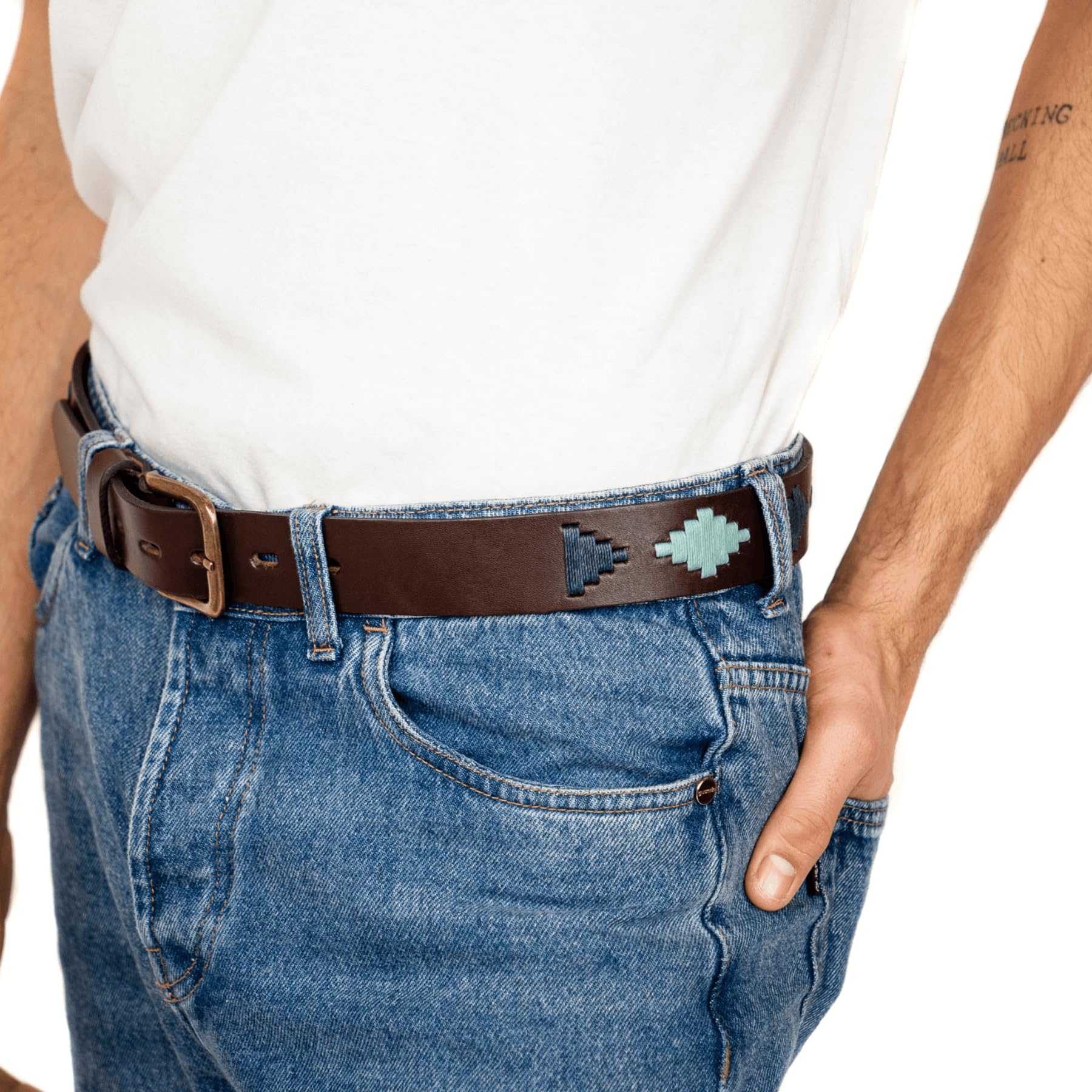 Premium Hand-Stitched Genuine Leather Polo Belt for Men - Classic Dress & Casual Wear for Office, Business & Everyday Style