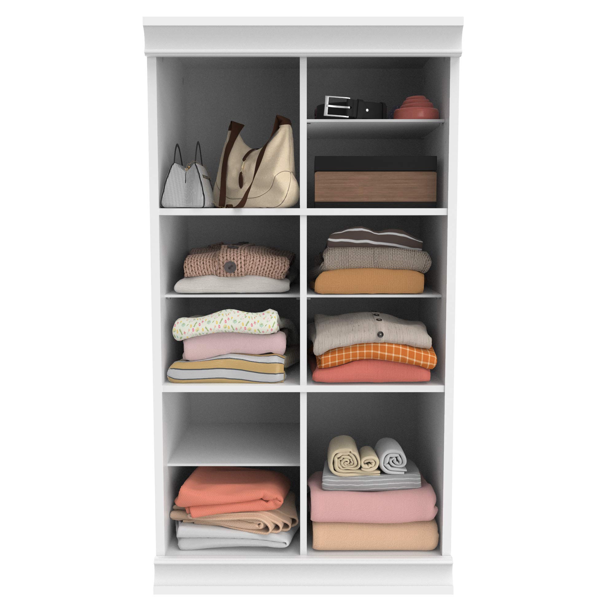 ClosetMaid 12-Shelf Modular Wood Closet Organizer - Adjustable Shelves with Dividers, Stackable Design, Full Backer & Decorative Trim in White | Perfect for Bedroom, Closet & Home Storage Organization