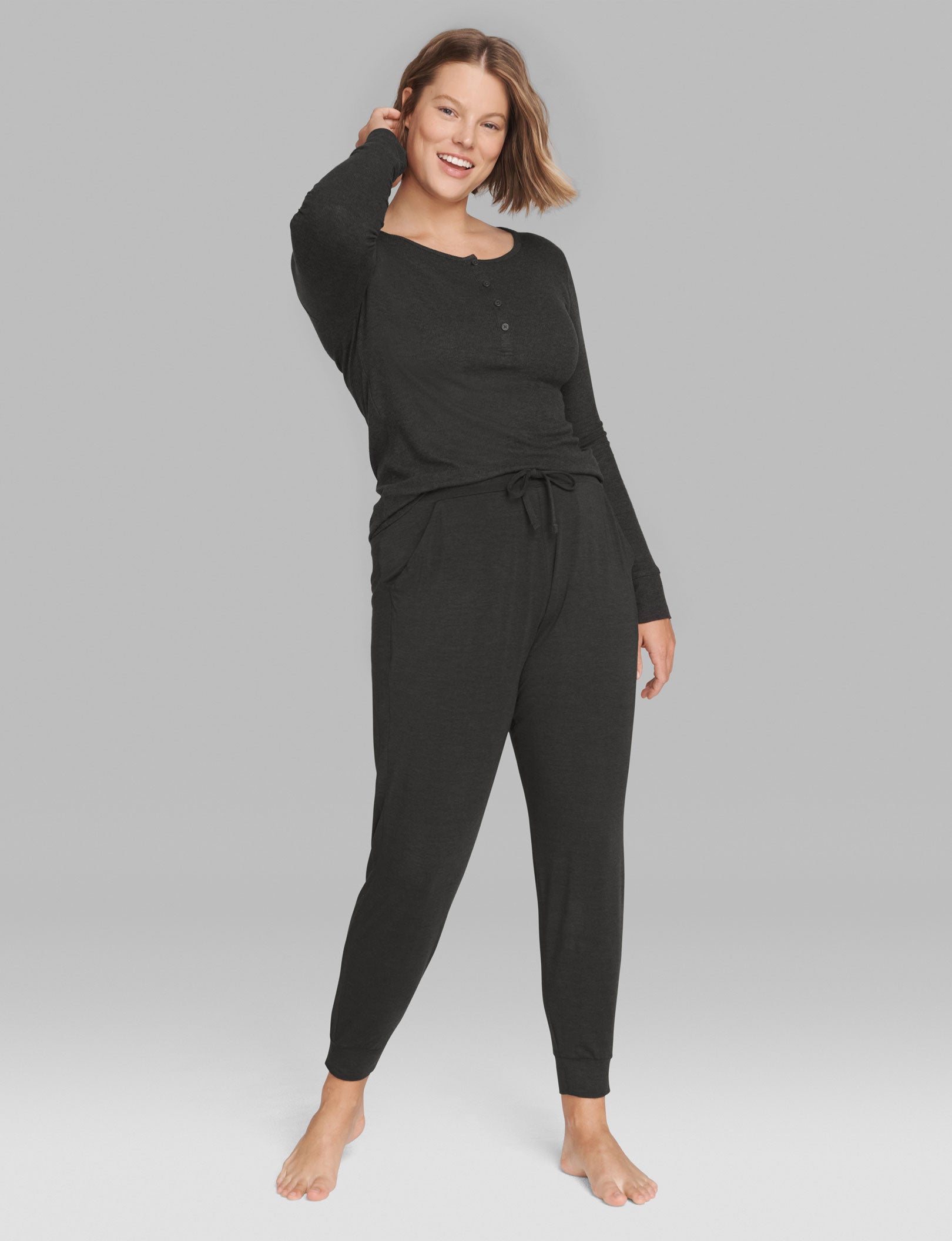 Women's Casual Henley Long Sleeve Shirt - Soft Cotton Relaxed Fit T-Shirt for Lounge, Sleep & Everyday Wear