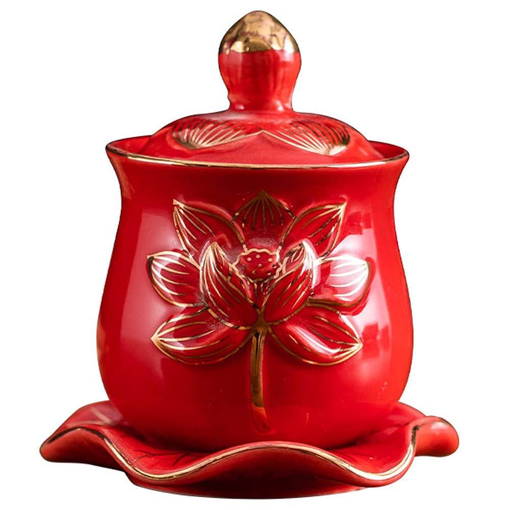 Buddha Lotus Ceramic Holy Water Cup - Wealth Offering Mug for Buddhist Altar Supplies | Perfect for Meditation, Prayer & Spiritual Ceremonies