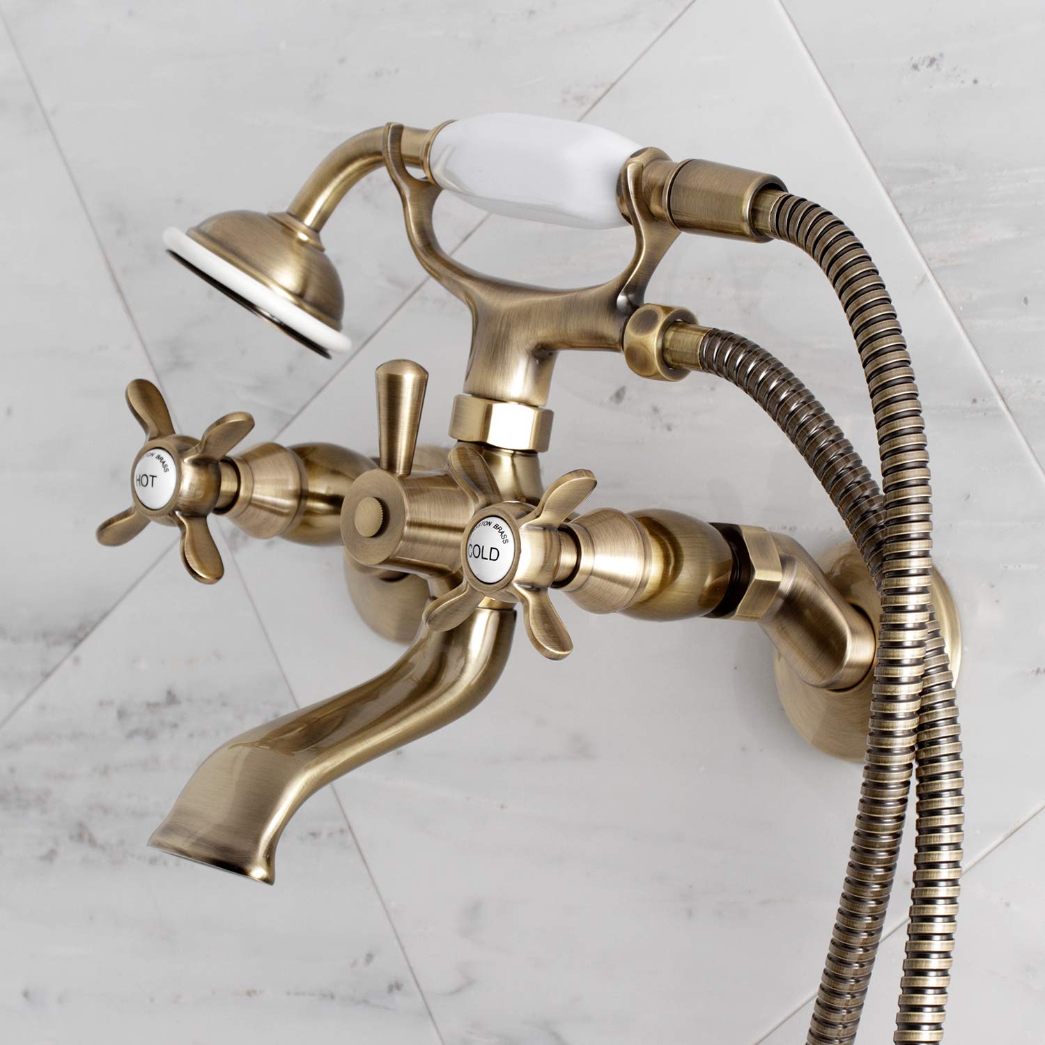 Kingston Brass KS285AB 6-Inch Clawfoot Tub Faucet in Antique Brass - Vintage Style Bathroom Fixture for Classic & Modern Bathrooms