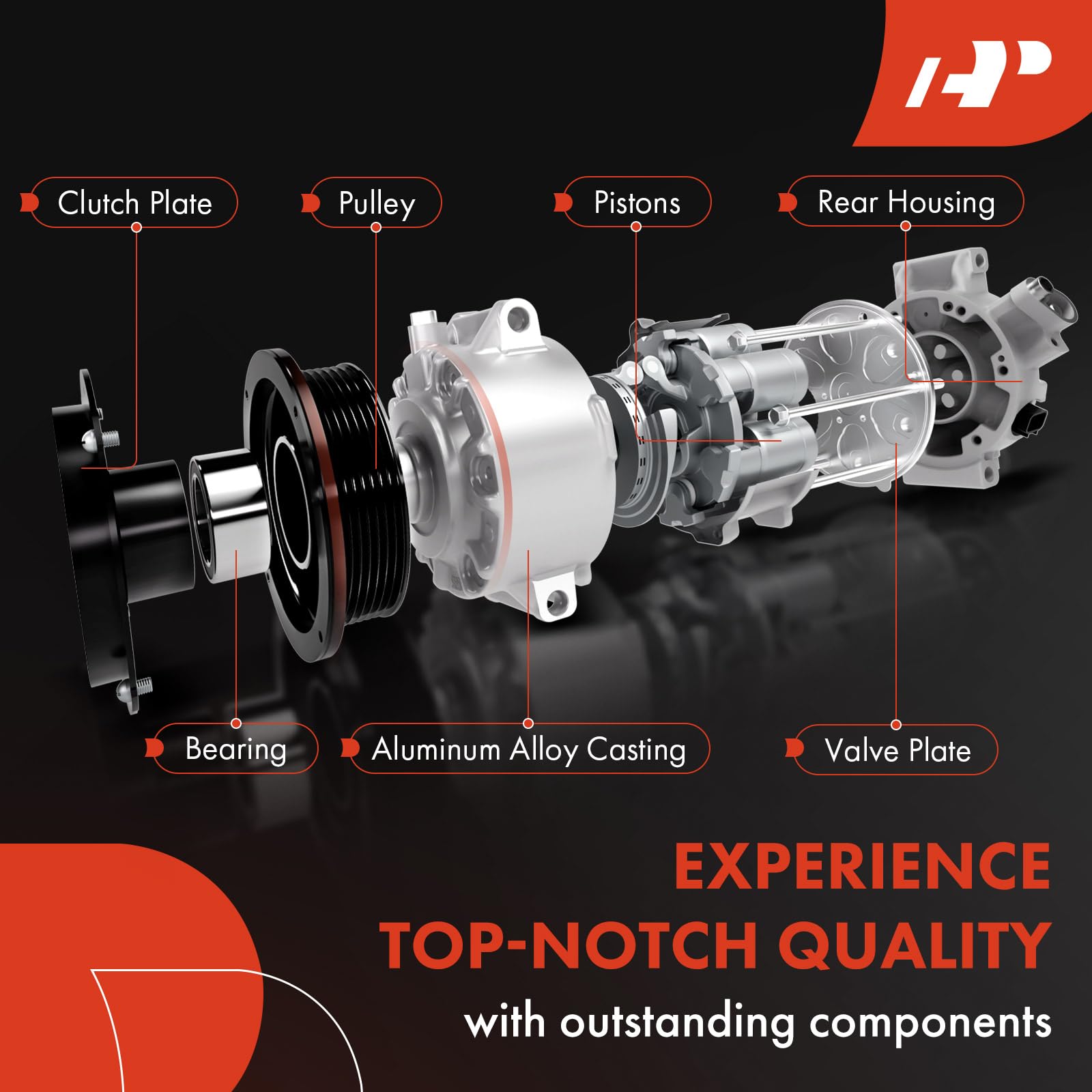 Premium AC Compressor with Clutch for 2016-2017 Hyundai Tucson 2.0L - High Performance Auto Air Conditioning Replacement Part - Perfect for Summer Road Trips & Hot Weather Driving