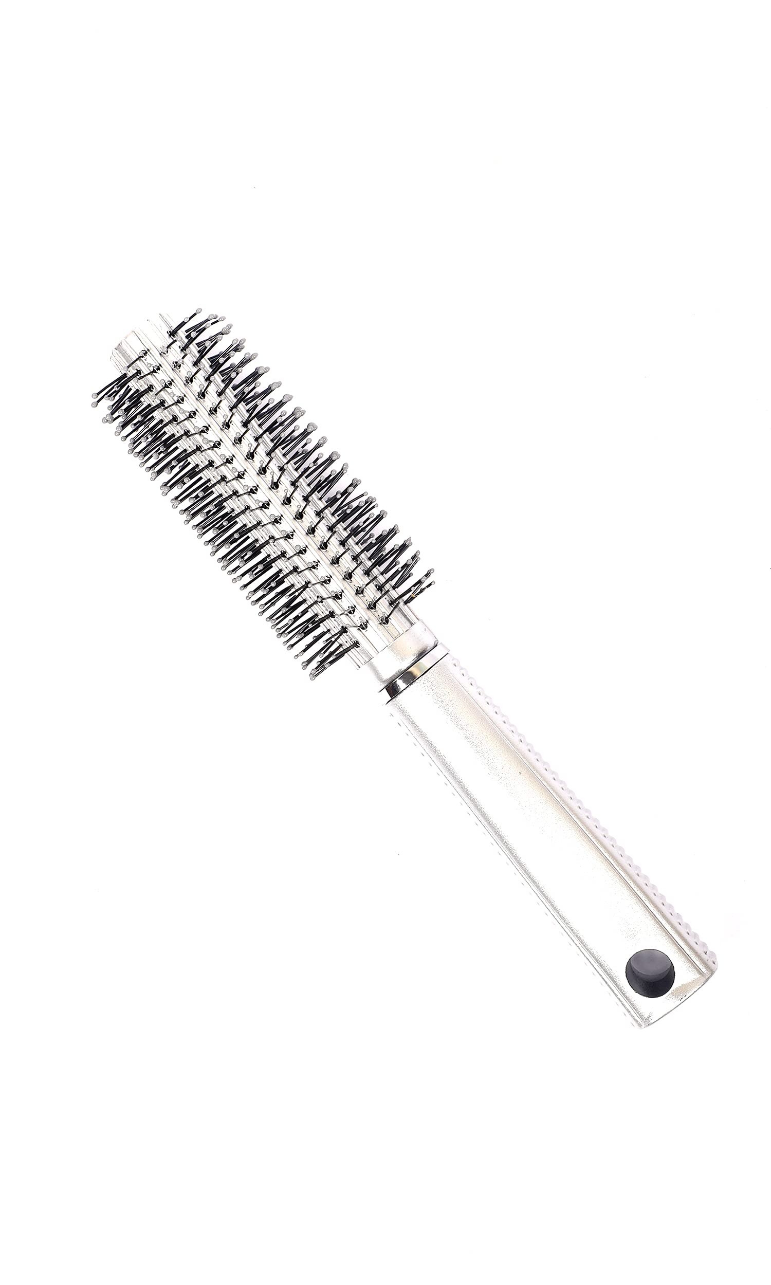 Stylish Silver Rolling Hair Comb for Men & Women - Detangling Round Brush for Curly & Wavy Hair | Easy Styling Tool for Salon-Quality Looks at Home | Perfect for Travel, Daily Grooming & Professional Use
