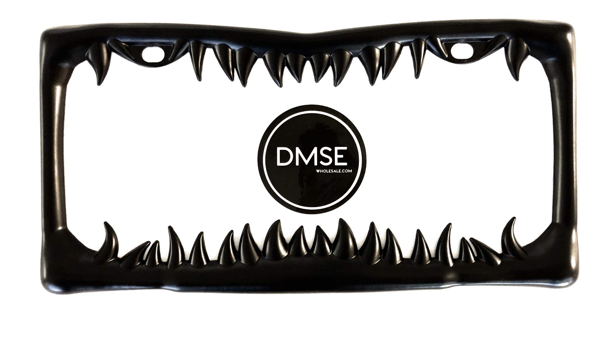 DMSE Universal Metal Shark Tooth License Plate Frame - Black Cool Design for Cars, Trucks & SUVs - Durable & Stylish Car Accessory for Beach Lovers & Auto Enthusiasts