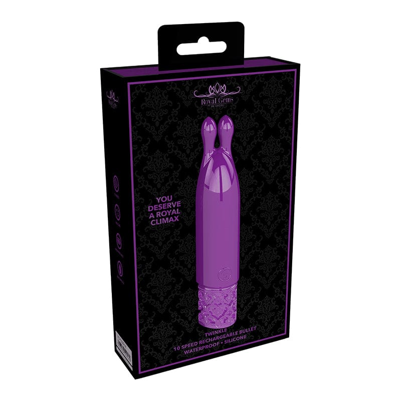 Royal Gems Twinkle Bullet Vibrator with Bunny Ears - Purple Rabbit Vibrator for Women, Couples Play & Sensual Massage