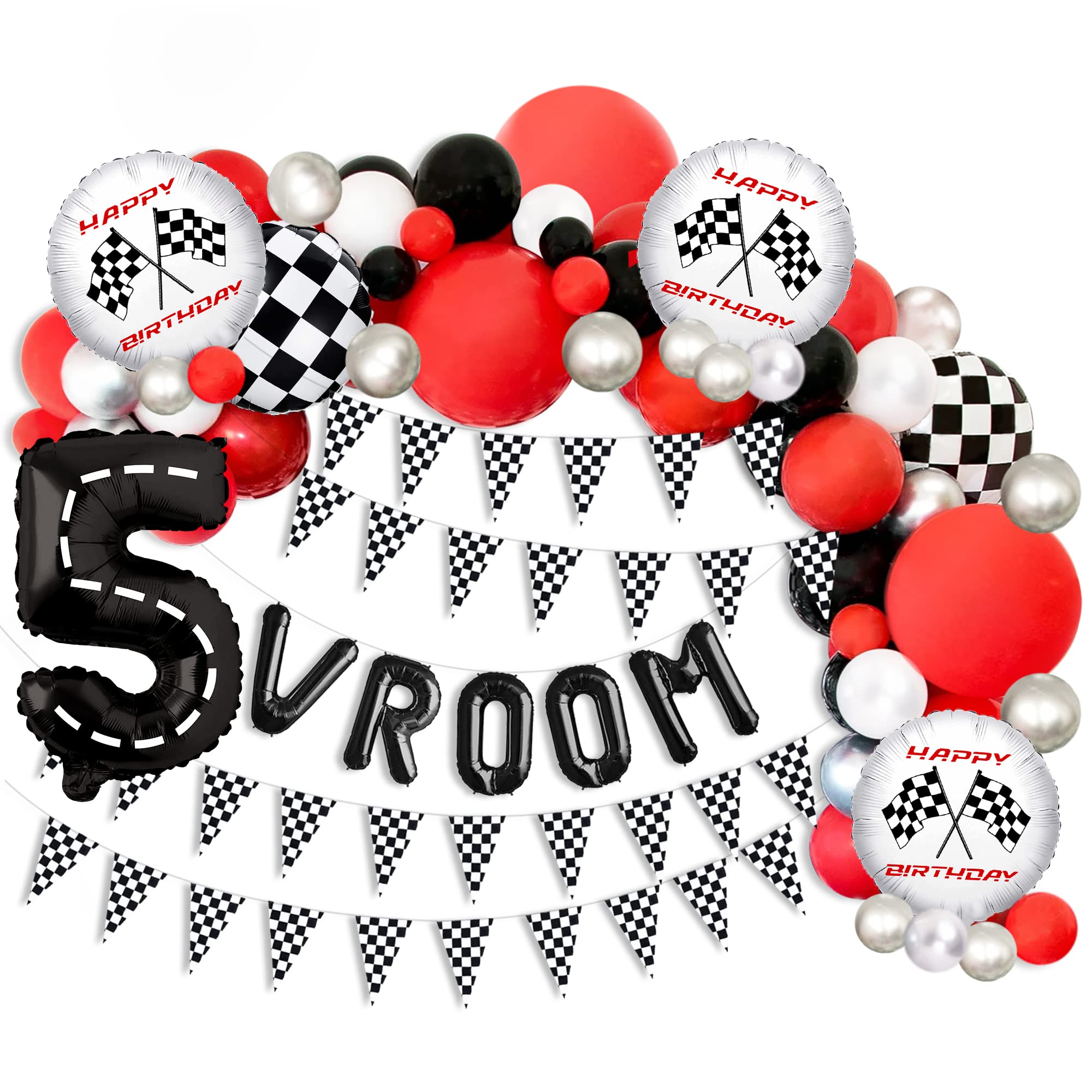 Race Car Balloon Arch Kit for Boys Birthday Party - Racecar Themed Party Decorations with Number Balloons Garland - Perfect for Racecar Birthday Decor, Kids Room Decorations & Themed Party Backdrops (Arch 5)