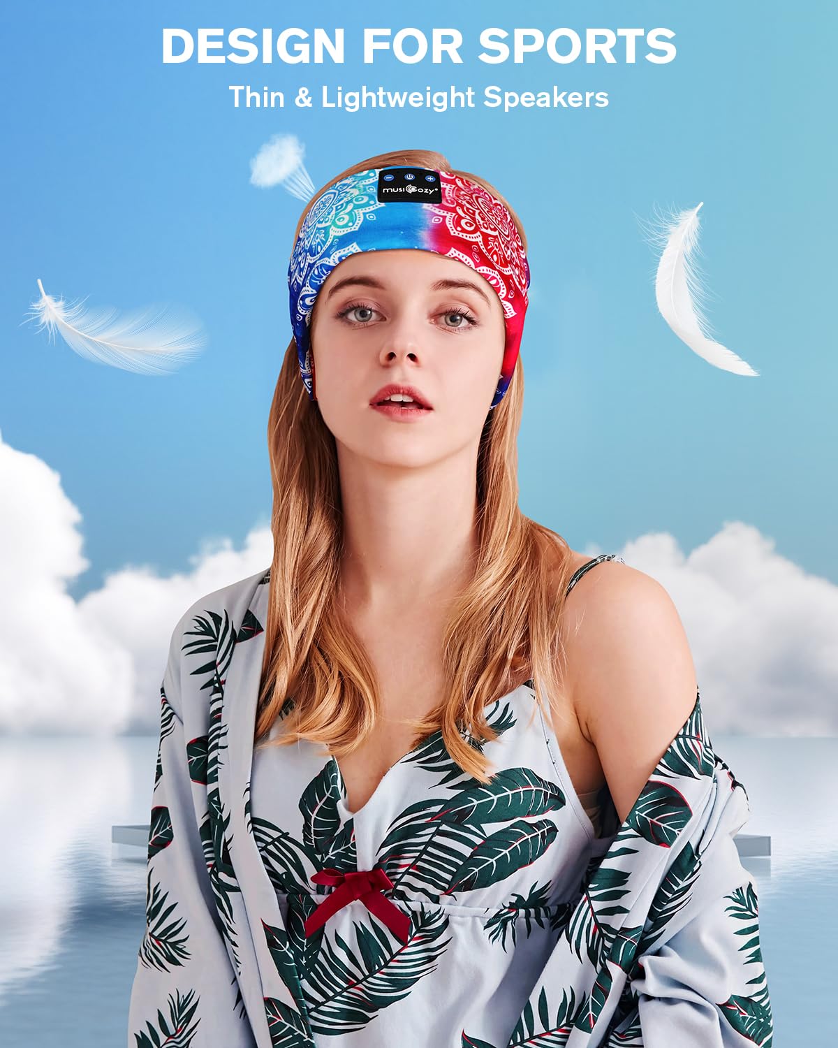 Musicozy Bluetooth Sleep Headband with Thin Speakers - Wireless Headphones for Sleeping, Sports, Yoga, Workout & Travel - Comfortable Music Earphones for Men, Women & Teens - Perfect for Relaxation, Fitness & Nighttime Use