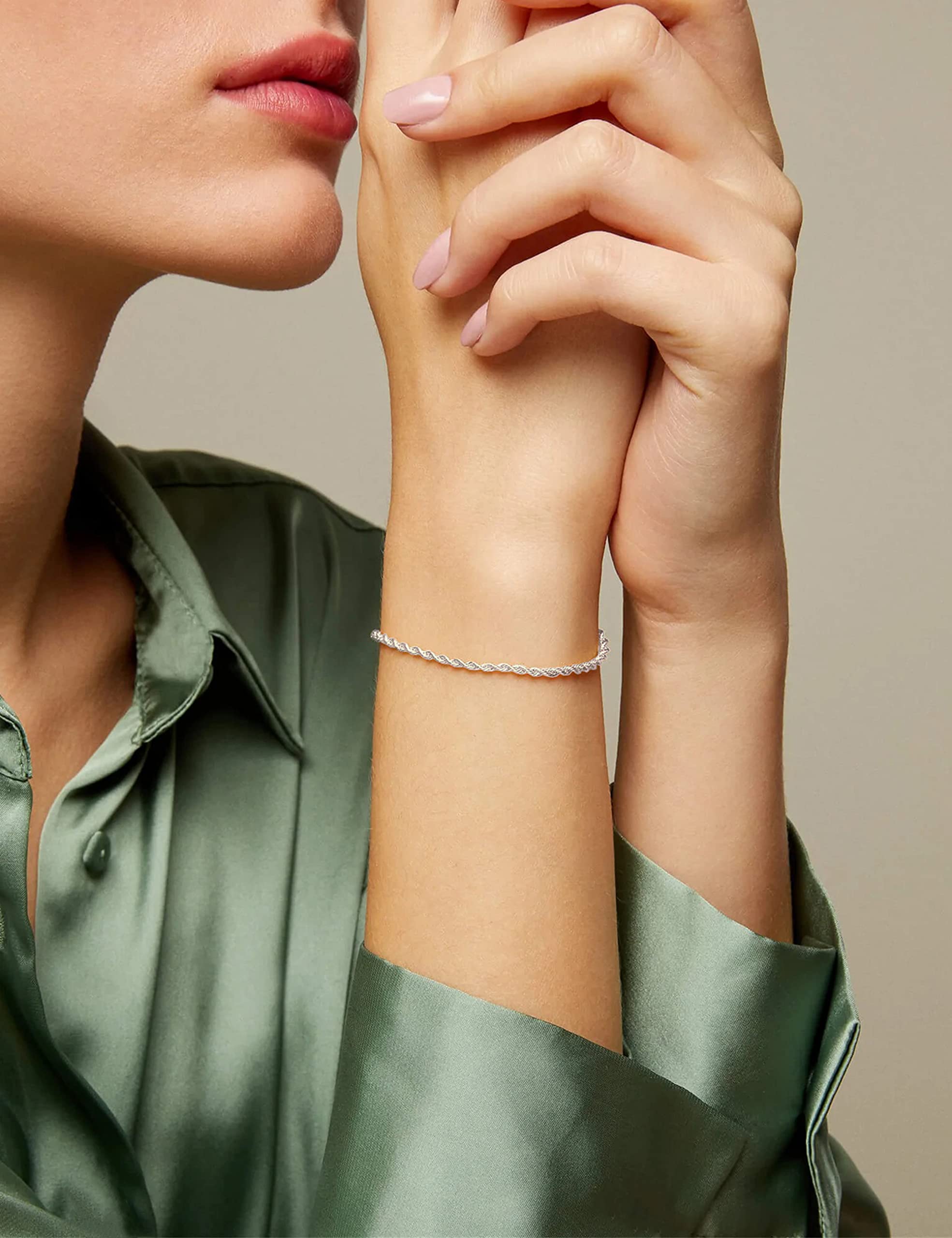 925 Sterling Silver Rope Chain Bracelet for Men & Women - 2mm/3mm/5mm Box Chain in Gold or Silver - Adjustable 6.5-9 Inches - Perfect for Everyday Wear, Gifts & Special Occasions