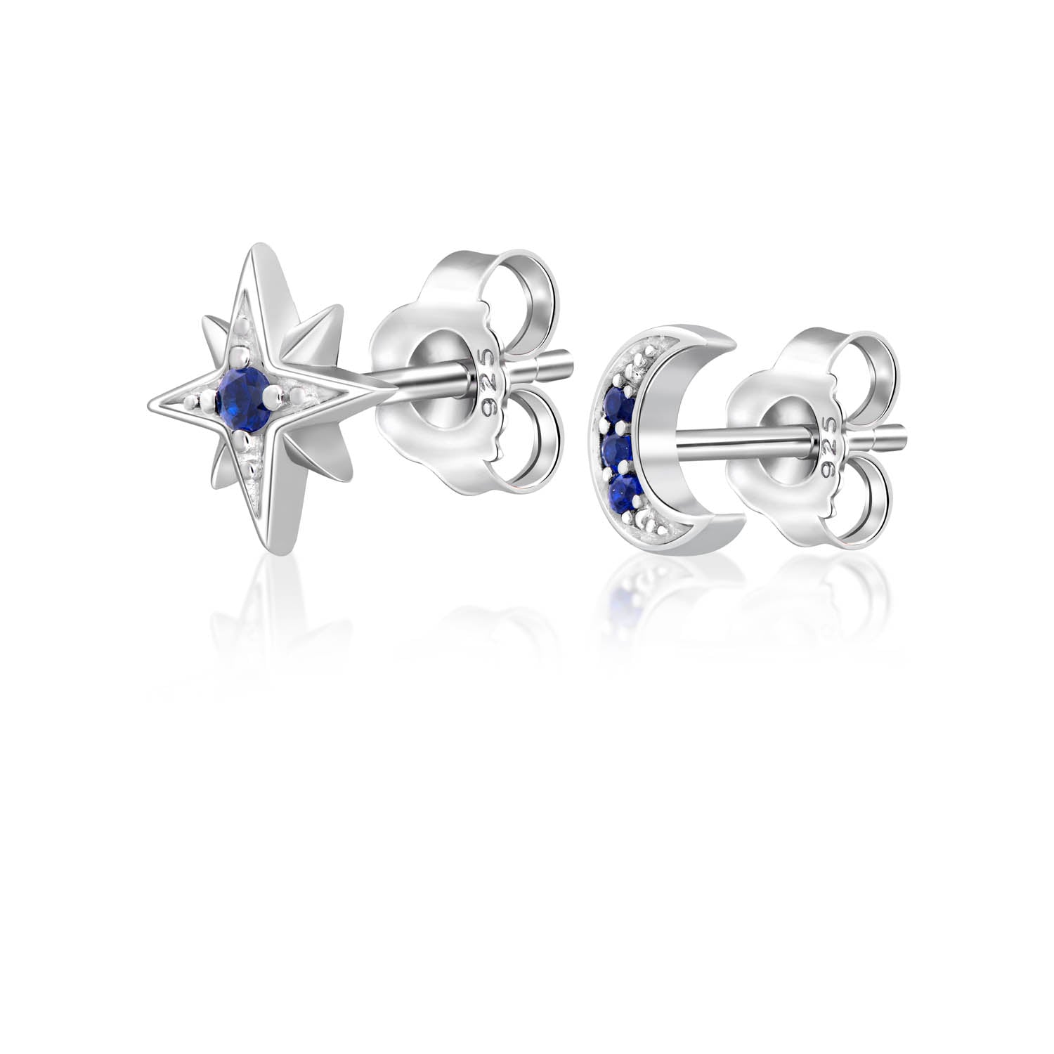 Moon and Stars Stud Earrings for Women - Dainty Celestial Jewelry for Everyday Wear, Gift Giving & Special Occasions