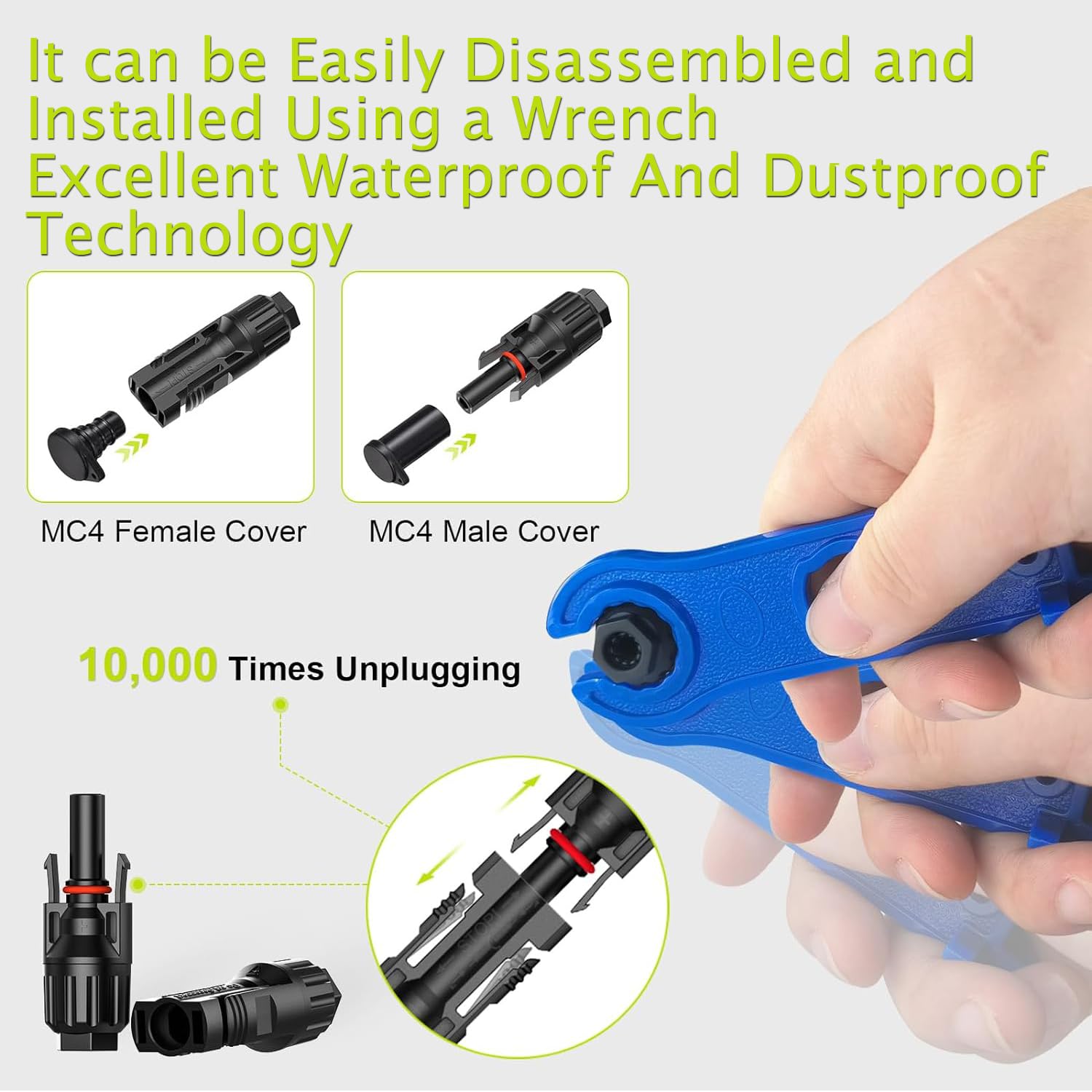 30A 1000V IP67 Waterproof Solar Panel Connectors - Male/Female Pair (6 Pairs) for 10AWG/12AWG/14AWG Cables - Perfect for Off-Grid Solar Systems, RV Solar Installations & DIY Solar Projects