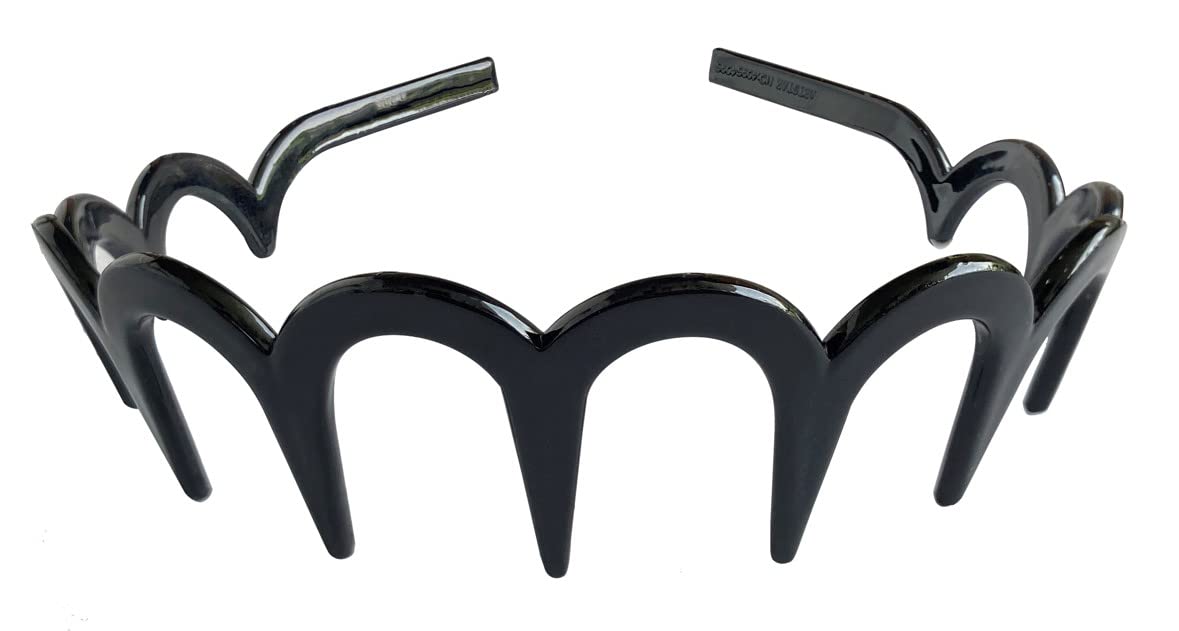 Sonpal Glossy Black Plastic Teeth Comb & Multi Mix Headbands Set for Girls & Women - DIY Hair Accessories (6 Pcs) - Perfect for Styling, Parties & Everyday Use