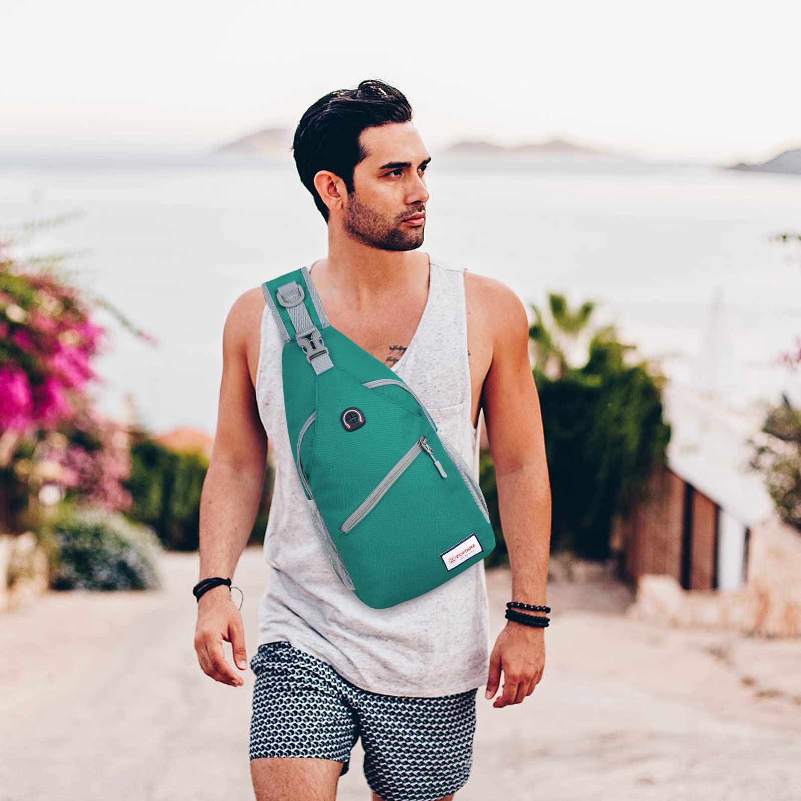ZOMAKE Unisex Sling Bag - Lightweight Water-Resistant Crossbody Backpack for Travel, Hiking & Sports | Anti-Theft Chest Shoulder Bag (Army Green) - Perfect for Daily Commute, Gym & Outdoor Adventures