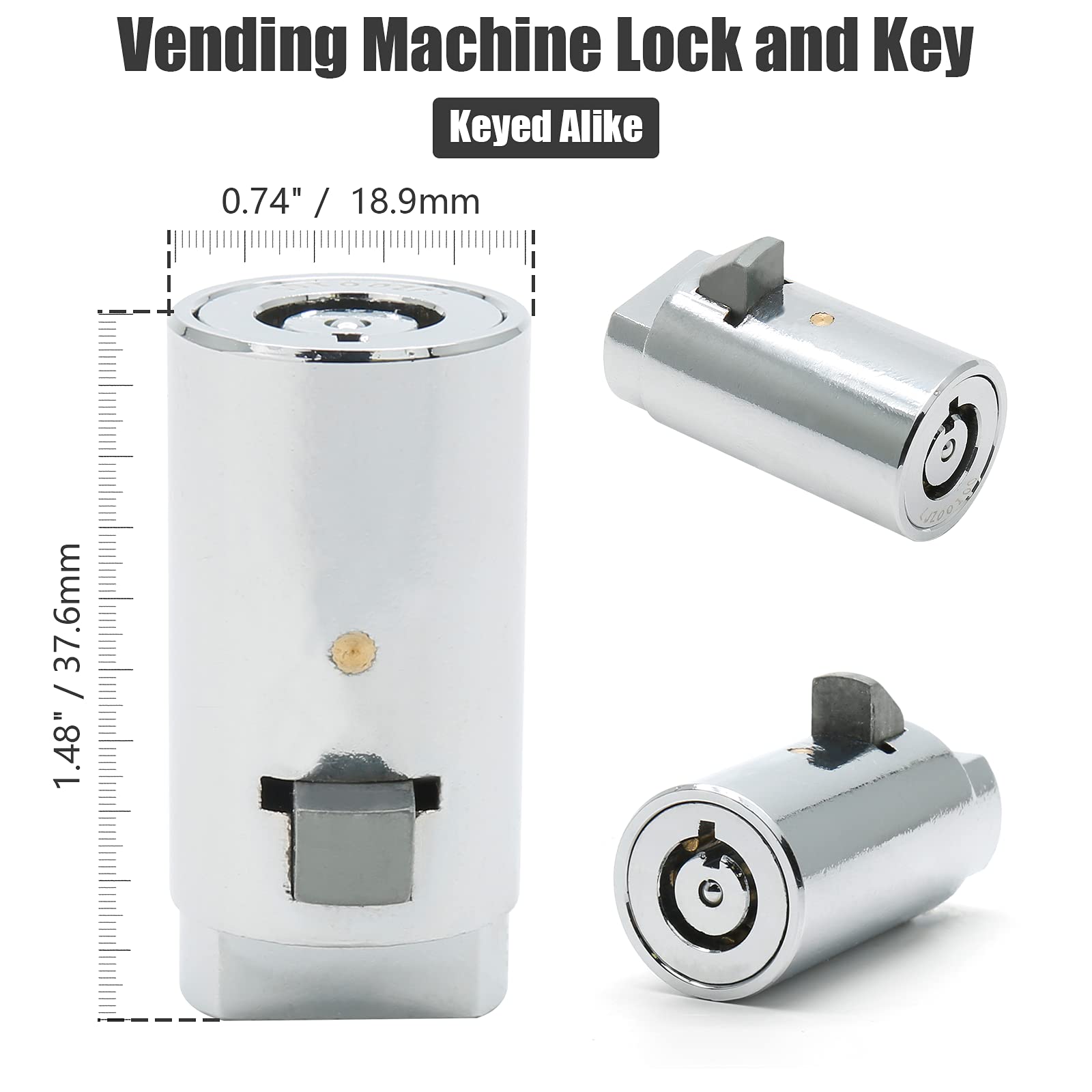 2 Pack Universal Vending Machine Lock and Key Set with Tubular Keyway - Keyed Alike Replacement for Soda, Snack, Candy, Coke and Gumball Machines - Secure Your Vending Business (Home, Office, Retail Stores)