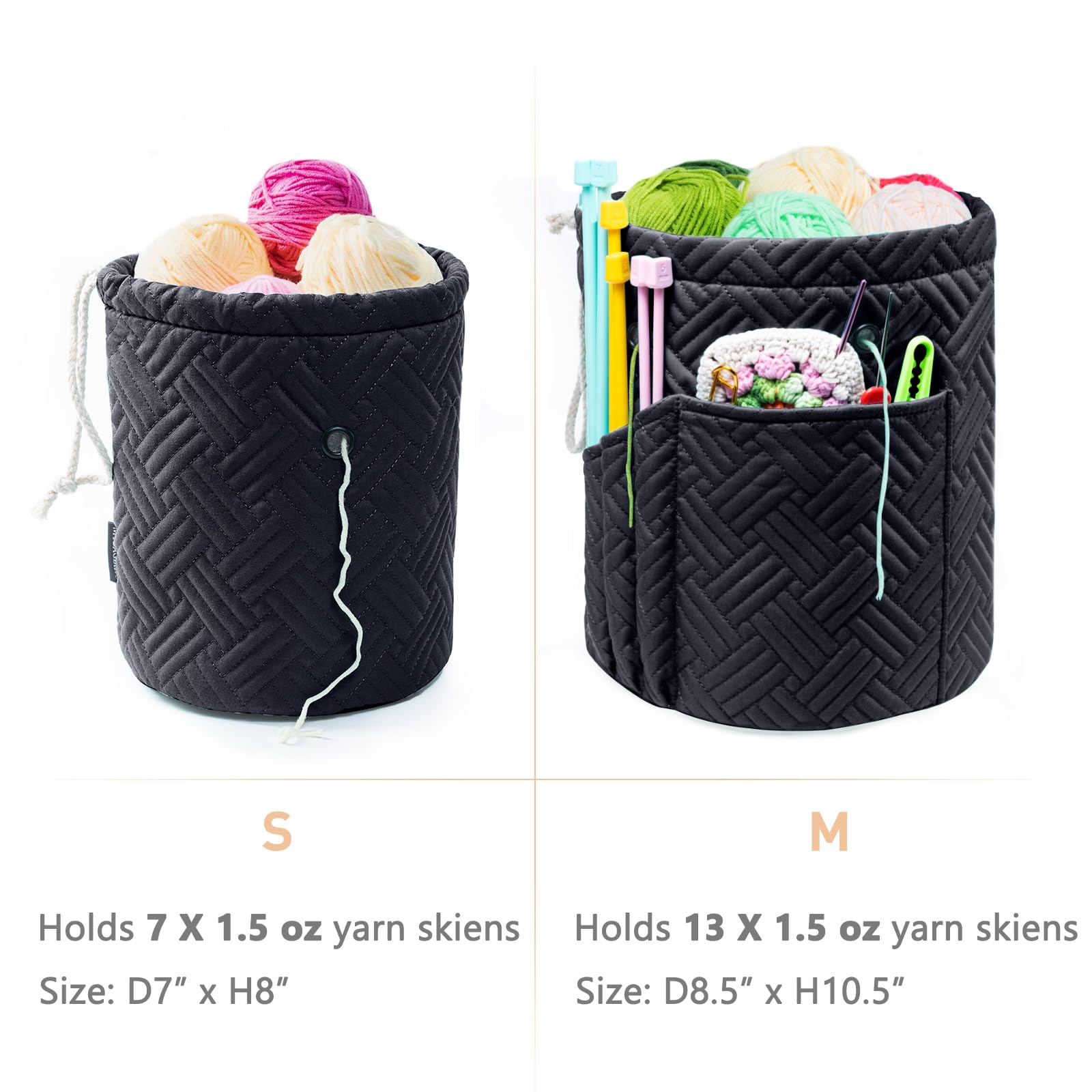 Crochet Yarn Bag Organizer with Drawstring - Knitting Storage for Beginners - Perfect for Crafting On-the-Go