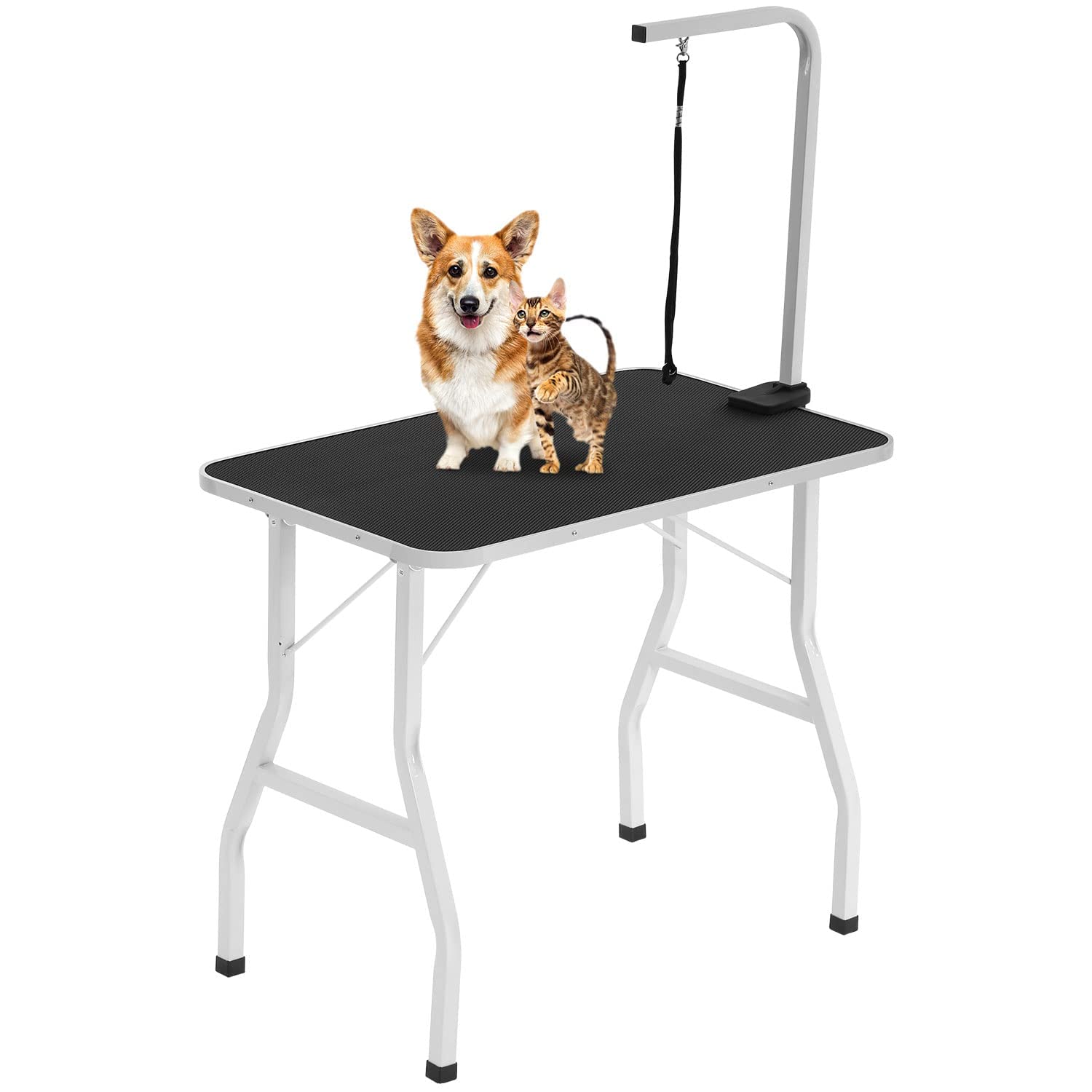 BestPet 32 Inch Heavy Duty Foldable Pet Grooming Table - Adjustable Height with Arm & Noose, Portable Dog Cat Drying & Trimming Table for Professional & Home Grooming | Perfect for Pet Salons, Vet Clinics & DIY Grooming at Home