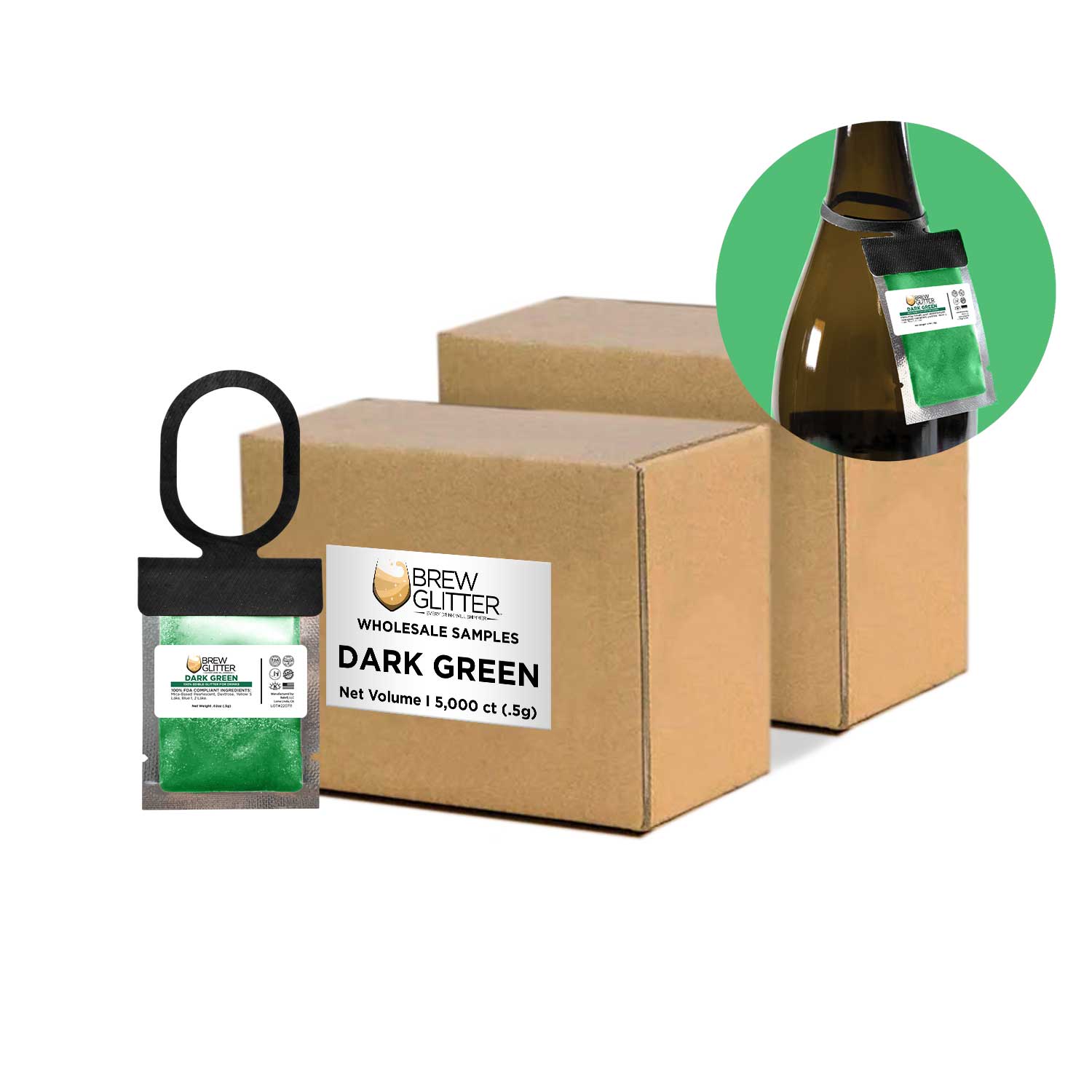 Premium Dark Green Brew Glitter® Necker Scarf - Bulk Wholesale for Coffee Shops, Bars & Breweries - Perfect for Staff Uniforms & Branding Accessories