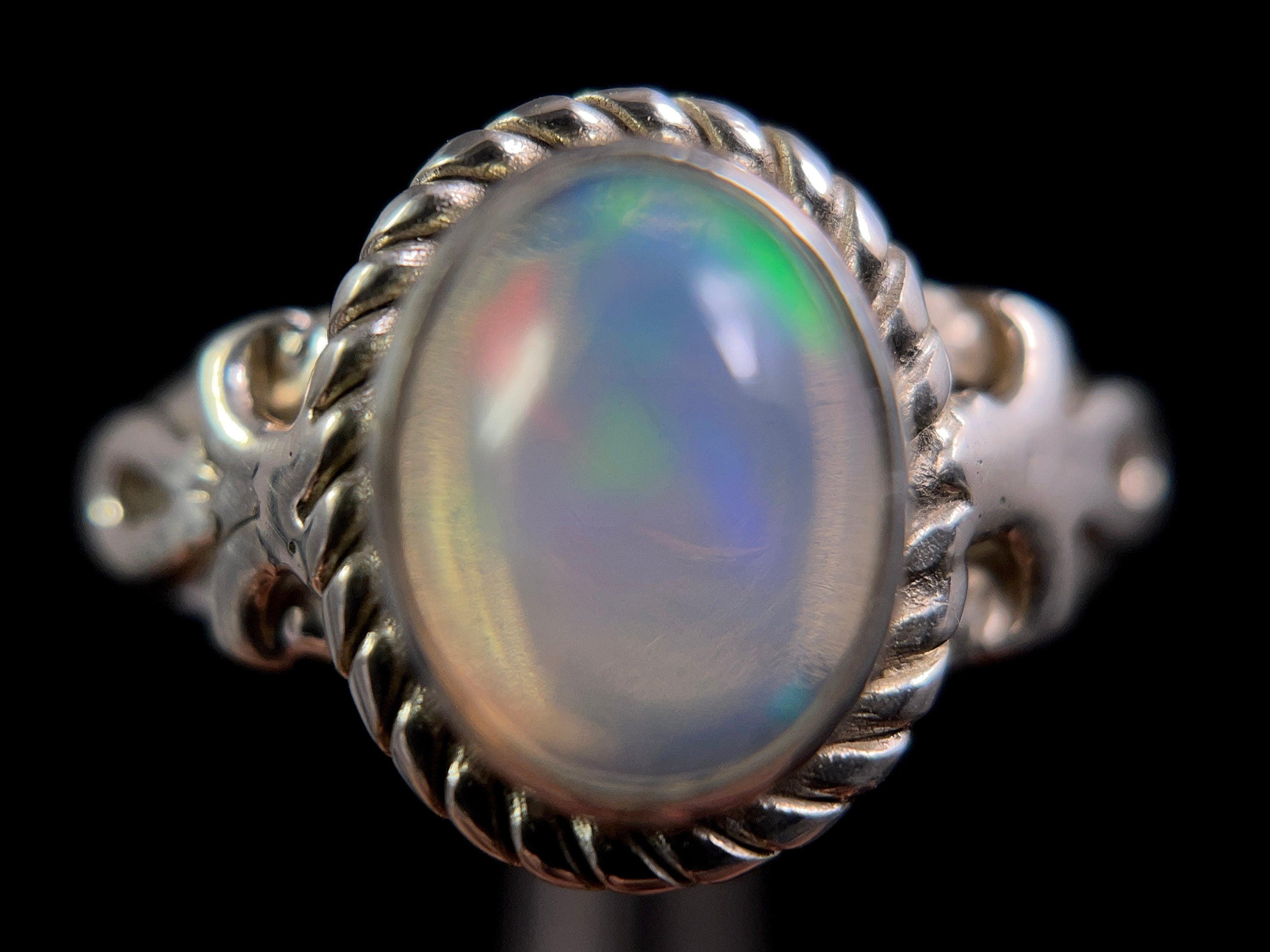 Ethiopian Opal Ring for Women - Sterling Silver Size 7, Welo Opal Bridal Jewelry - Perfect for Weddings, Anniversaries & Special Occasions