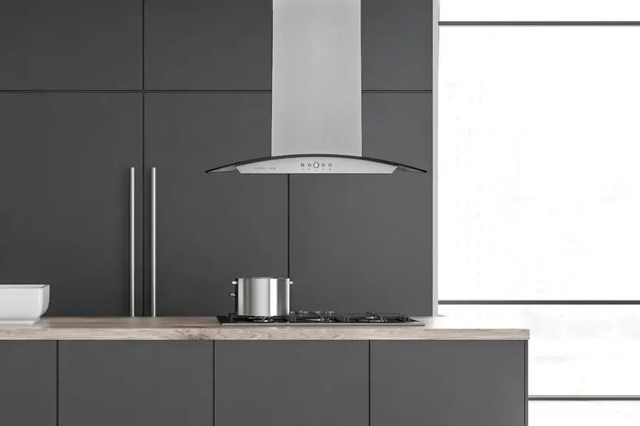 Hauslane Chef Convertible Stainless Steel Range Hood - Island Mount, 3 Speed Settings, 200 CFM (IS 200SS) - Perfect for Modern Kitchen Ventilation & Smoke Removal