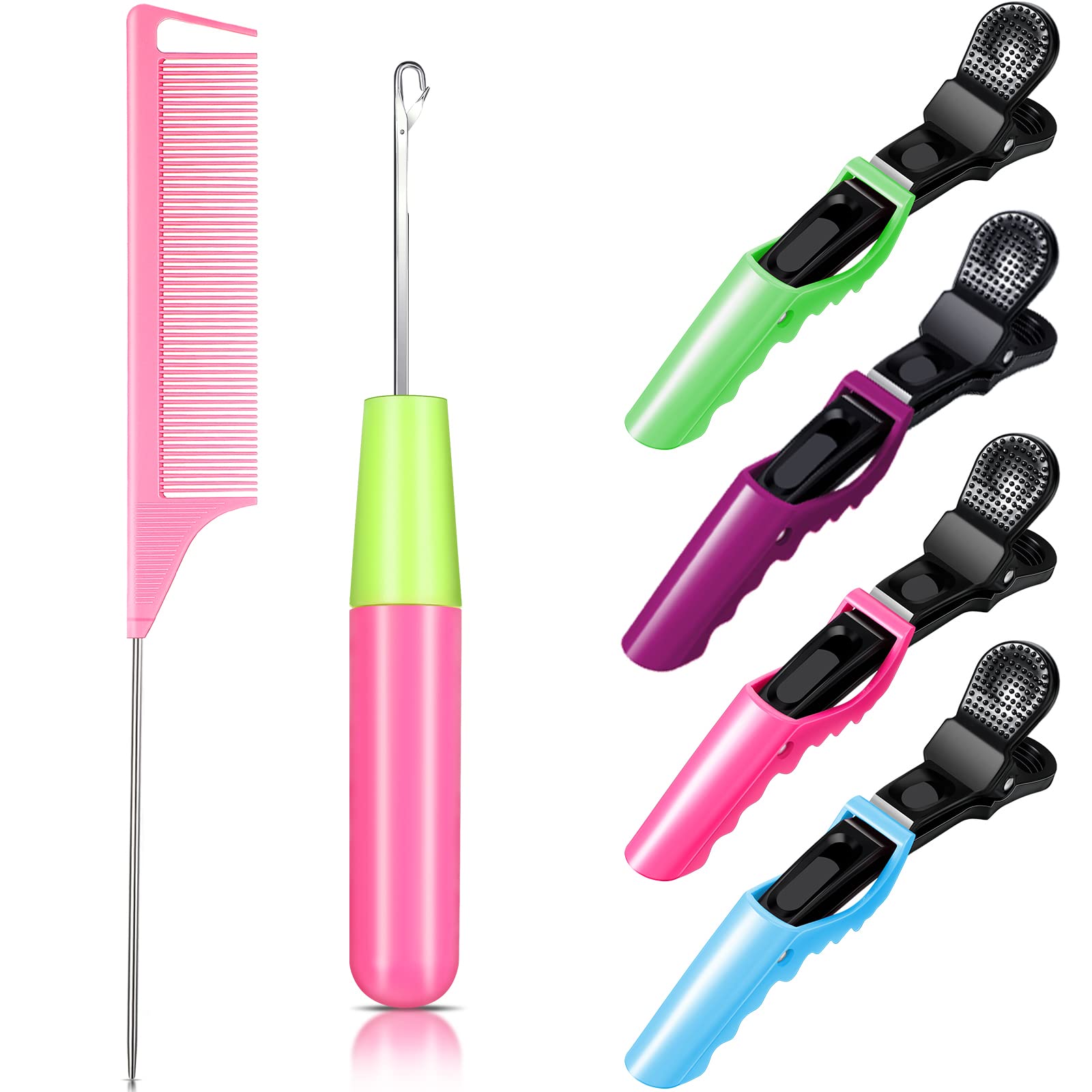Crochet Hooks Set for Hair Braiding - 6 Needles, Comb & Clips | DIY Extensions & Styling