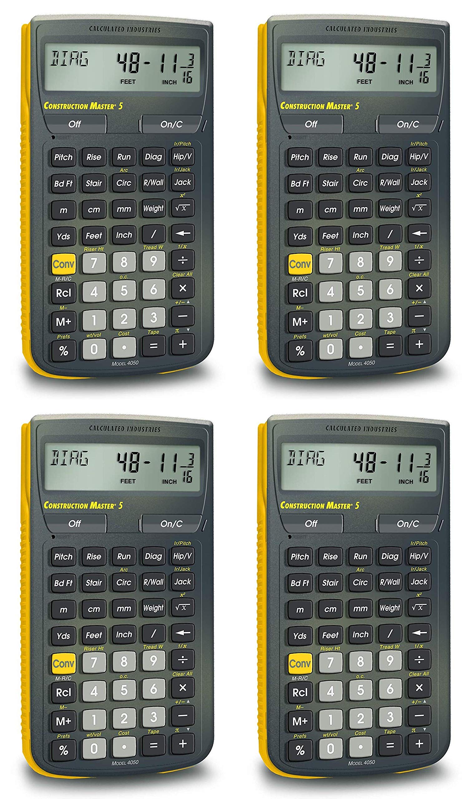 Construction Master 5 Calculator (Pack of 4) by Calculated Industries - Professional Construction Estimating Tool for Builders, Contractors & Engineers | Perfect for Job Site Measurements & Material Calculations
