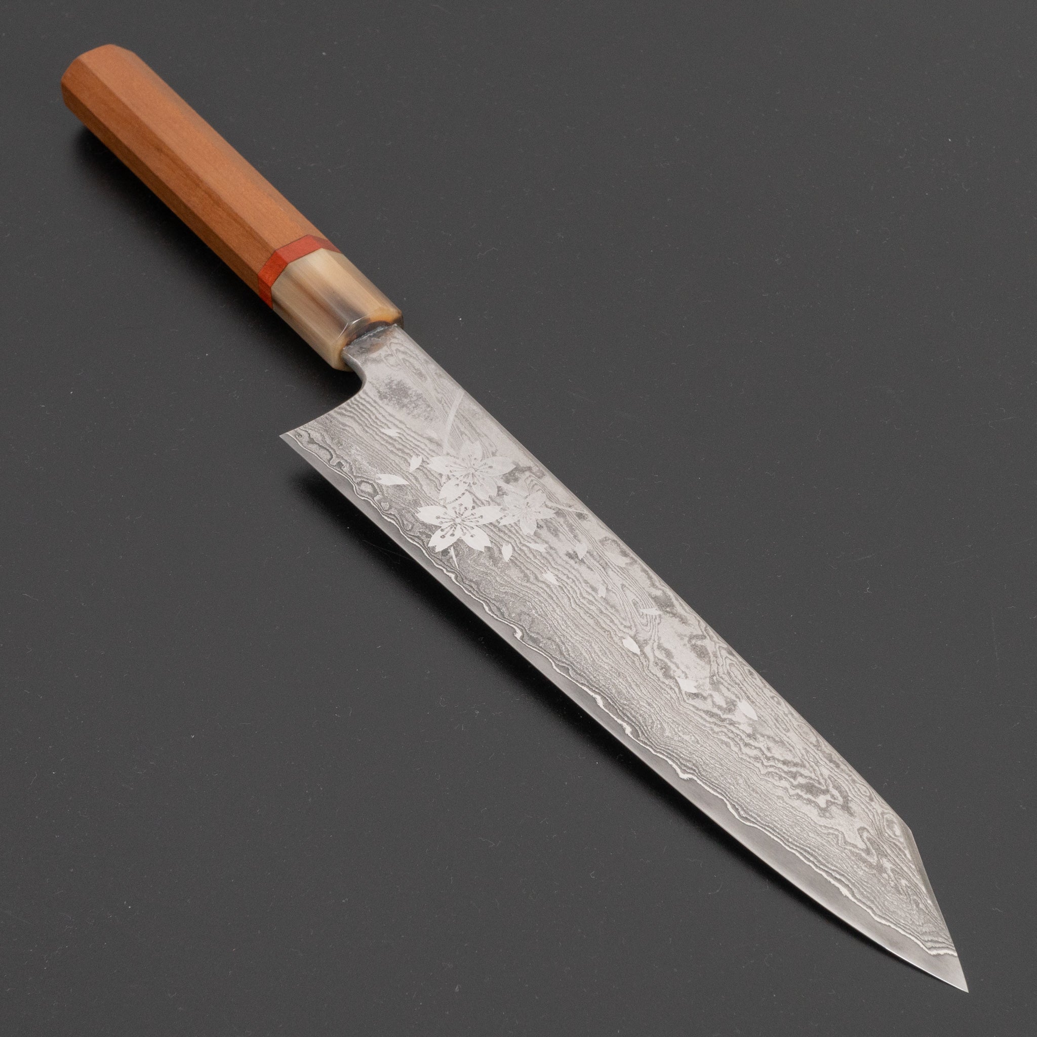 Hitohira Uki Sakura Damascus Kiritsuke Gyuto 240mm Japanese Chef Knife - Premium Sakura Wood Handle with Kambei Sharpening & Saya - Perfect for Sushi, Sashimi & Asian Cuisine