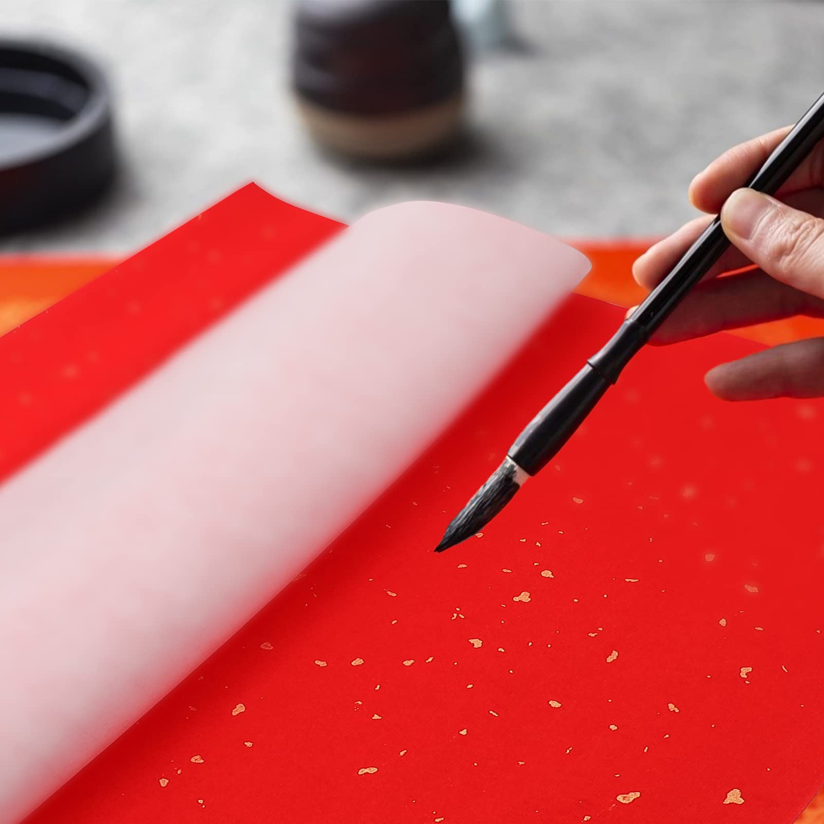 EXCEART 40 Sheets Red Xuan Paper for Chinese Spring Festival Couplets - Traditional Chunlian Duilian Paper Cut, Chinese New Year Calligraphy Rice Paper - Perfect for DIY Decorations, Home Decoration, and Cultural Celebrations