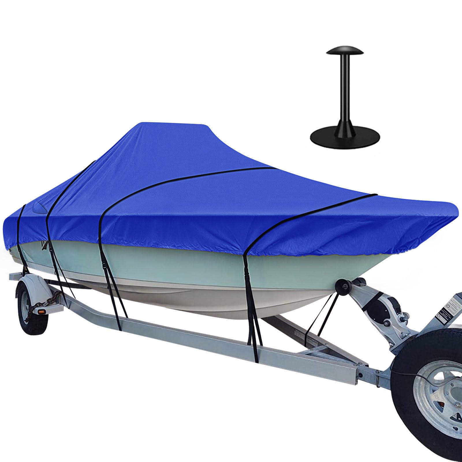 Heavy Duty 600D Marine Boat Cover for Center Console Boats 20-22ft - Trailerable Waterproof Boat Cover with Support Pole (Fits Beam Width 106in, Windshield Height 30in) - Perfect for Outdoor Storage & Trailering Protection