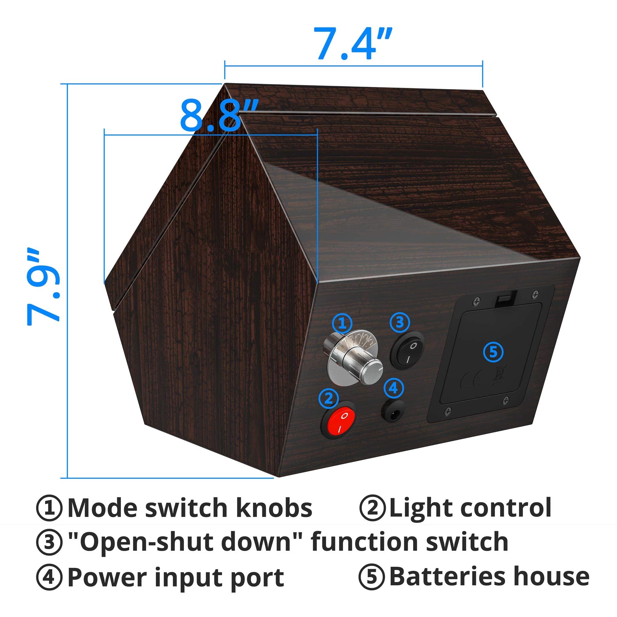 Luxury Double Watch Winder for Rolex & Automatic Watches - Ultra Quiet Motor, Blue LED Display, Adjustable Watch Pillows | AC/Battery Powered | Perfect for Travel, Storage & Watch Collection Display